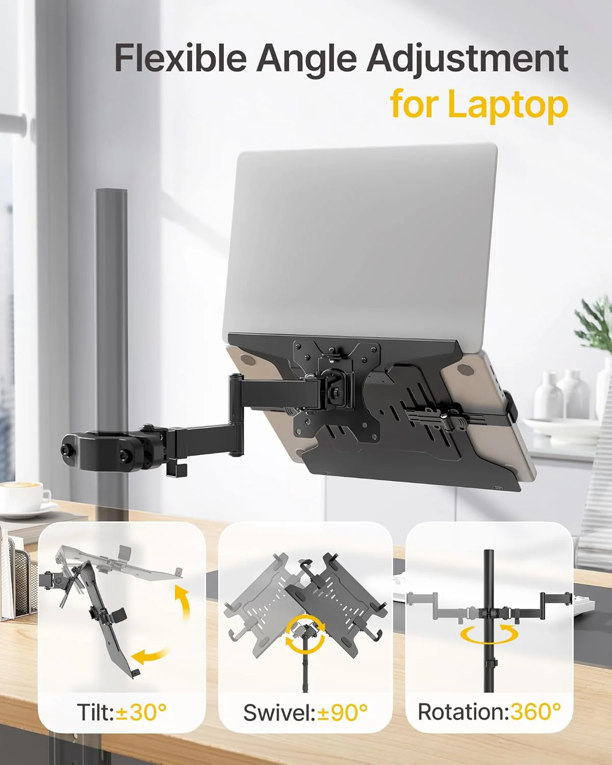 2-in-1 Laptop Tray & Monitor Pole Mount Bracket | MA1005PLP - Image 4