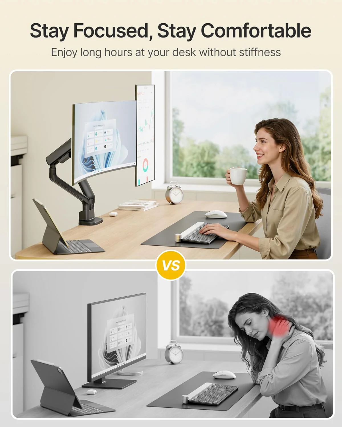 Dual Mechanical Spring Monitor Arm for 17-35" Screens | MA1011BK-D - Image 4