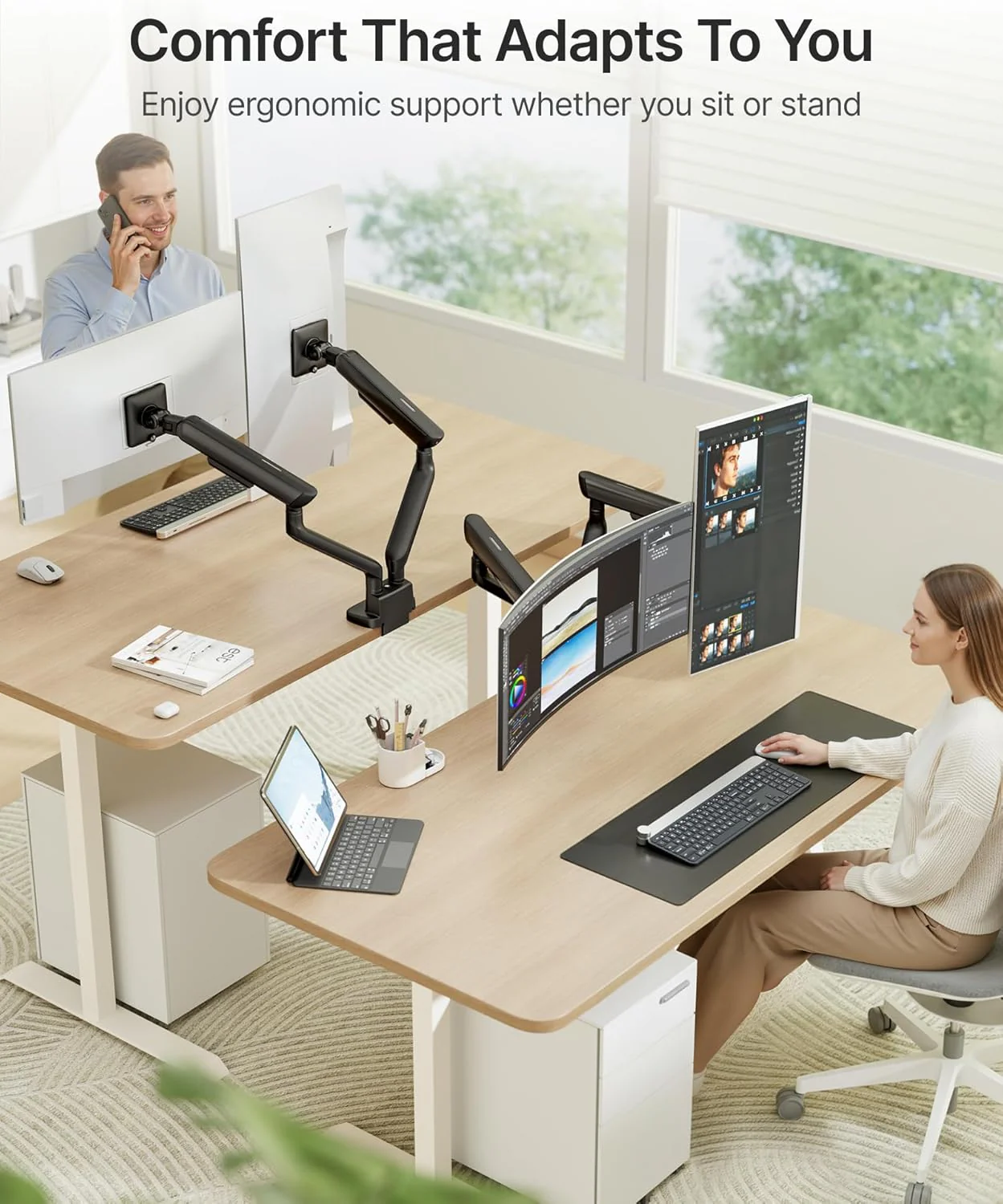 Dual Mechanical Spring Monitor Arm for 17-35" Screens | MA1011BK-D - Image 7