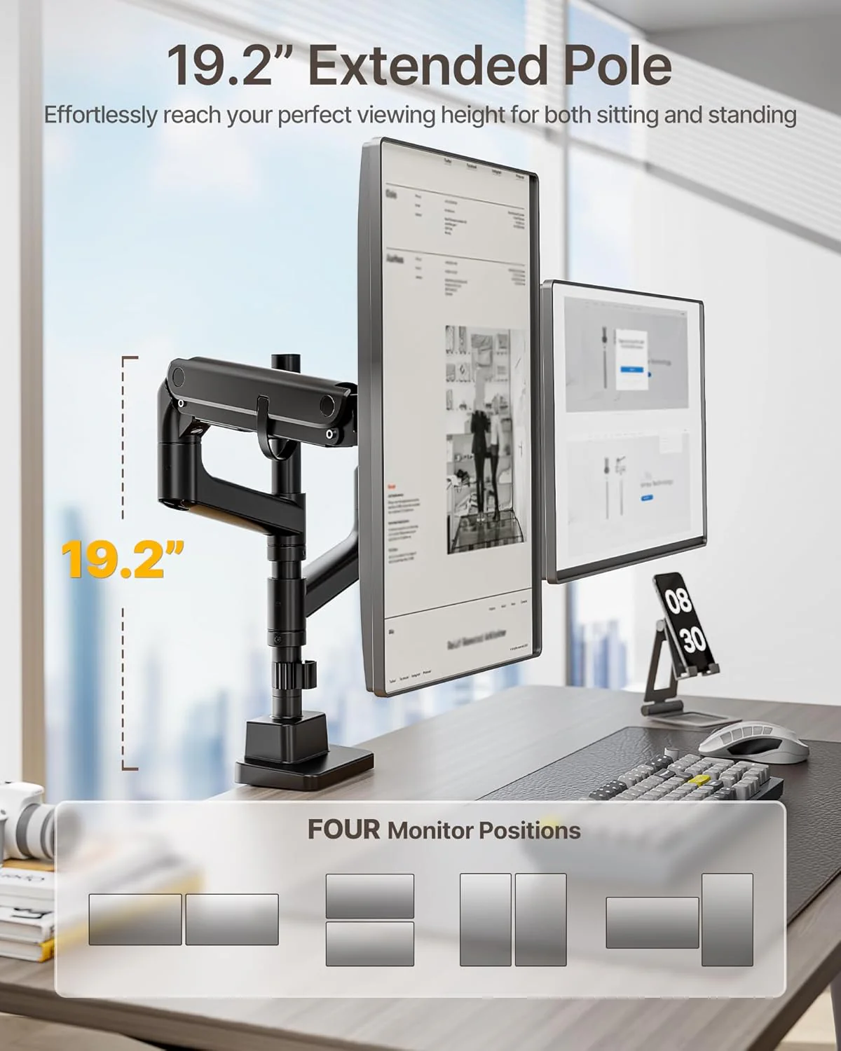 Dual Monitor Arm for 17"-57" Screens | MA1001PBK-D - Image 3