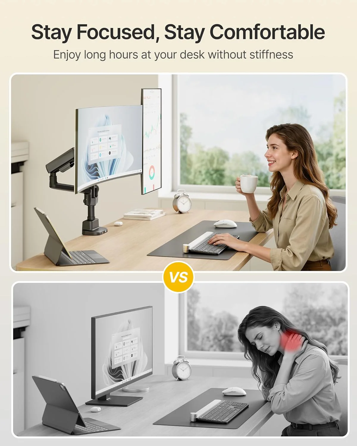 Dual Tall Monitor Arm with USB for 17-35" Screens | MA1011UCPBK-D - Image 4