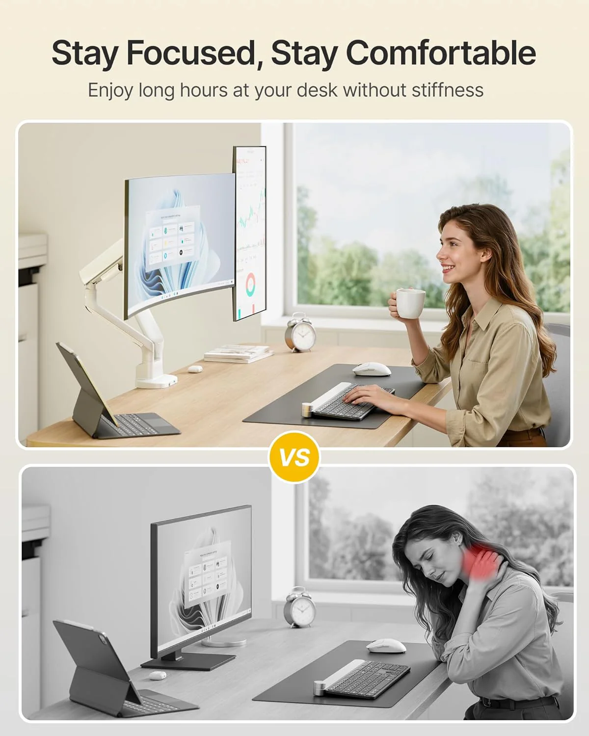 Dual Monitor Arm with USB for 17-35" Screens | MA1011UCWH-D - Image 4