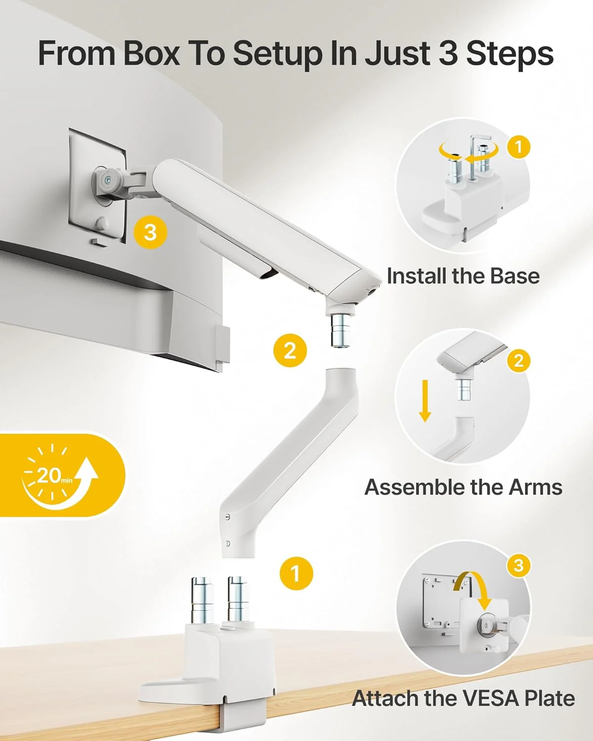 Dual Monitor Arm with USB for 17-35" Screens | MA1011UCWH-D - Image 5