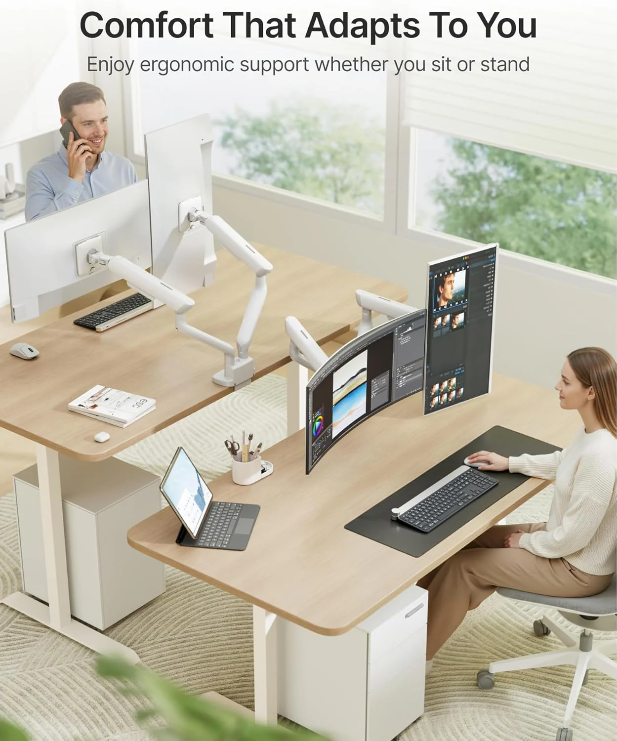 Dual Monitor Arm with USB for 17-35" Screens | MA1011UCWH-D - Image 8
