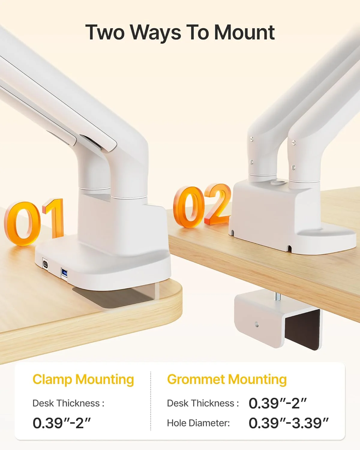 Dual Monitor Arm with USB for 17-35" Screens | MA1011UCWH-D - Image 9