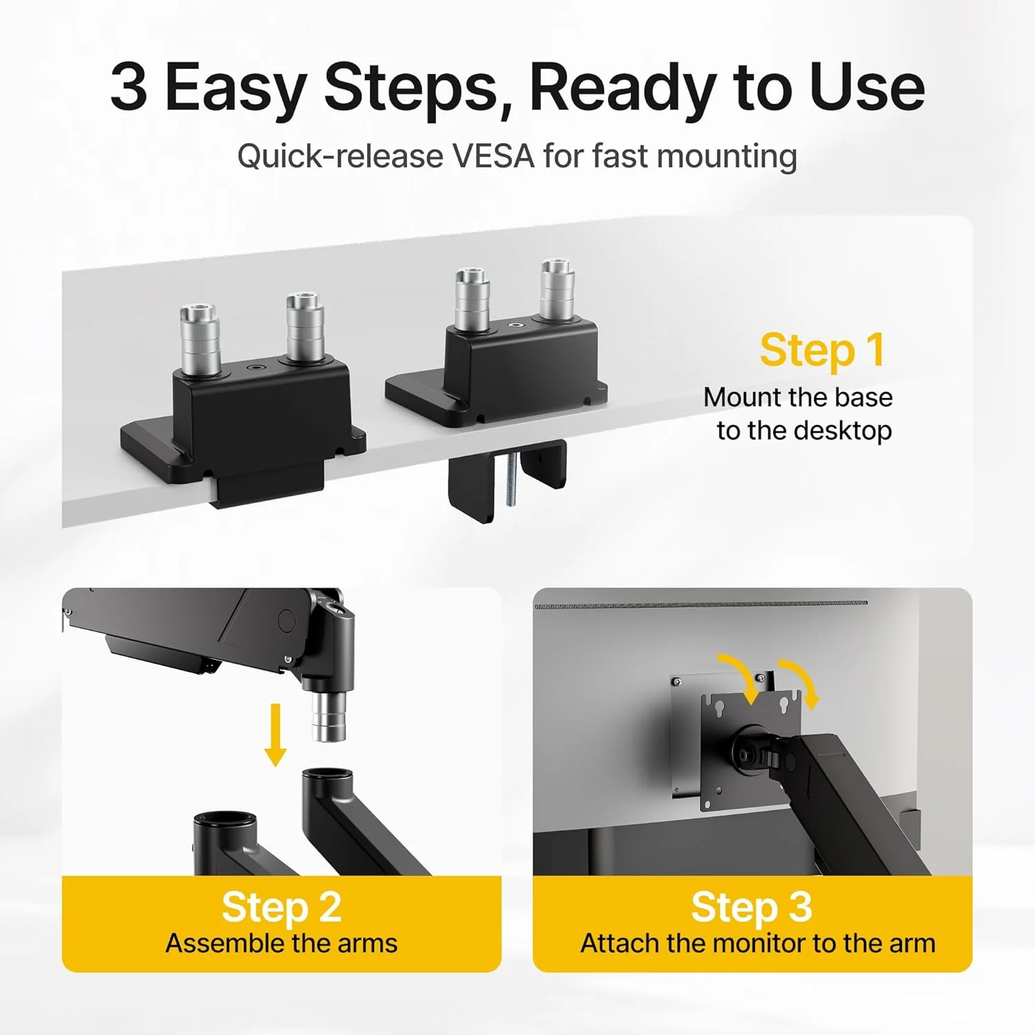Dual Monitor Arms for 17”-35" Screens | MA1007BK-D - Image 6