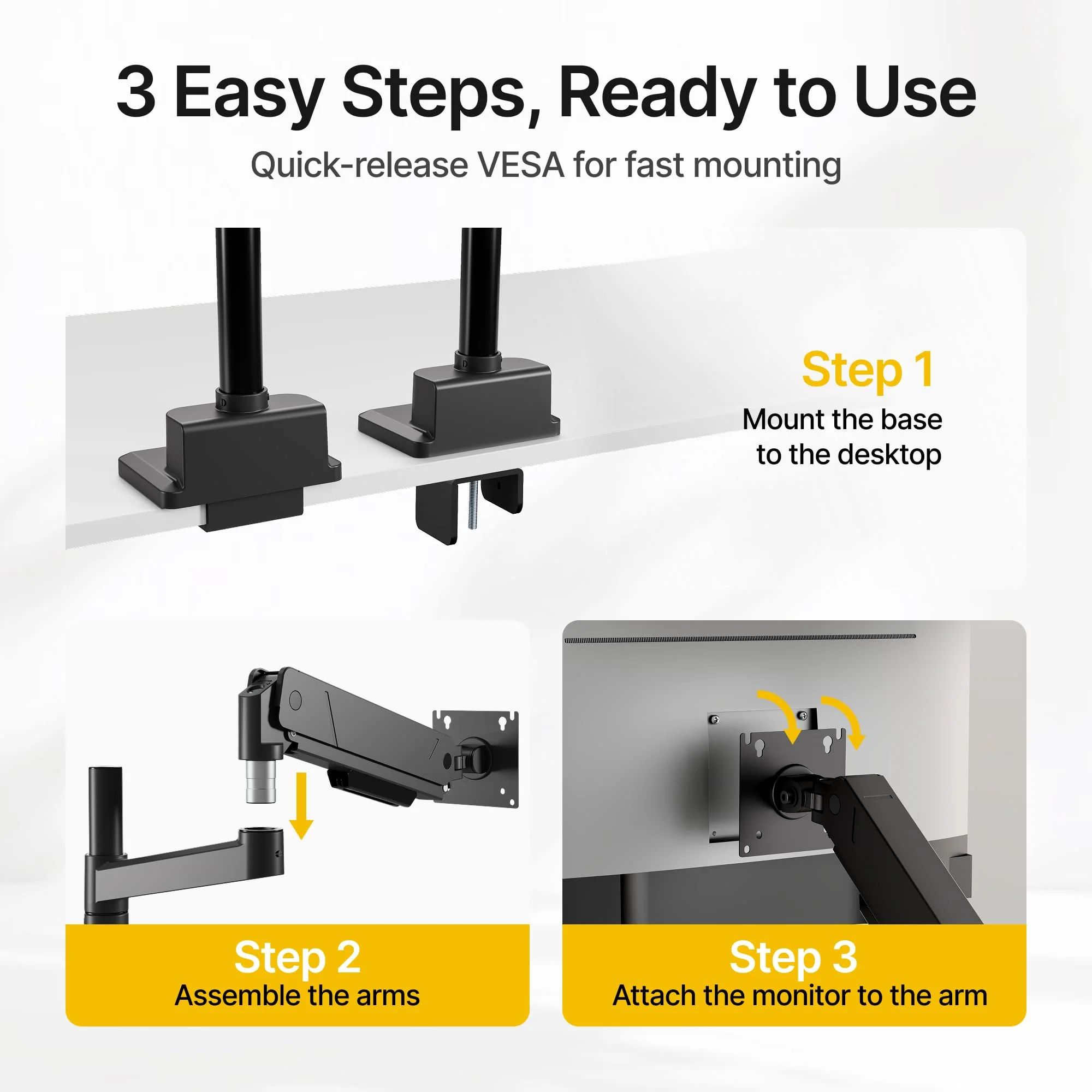 Dual Monitor Arms for 17"-35" Screen | MA1007PBK-D - Image 5