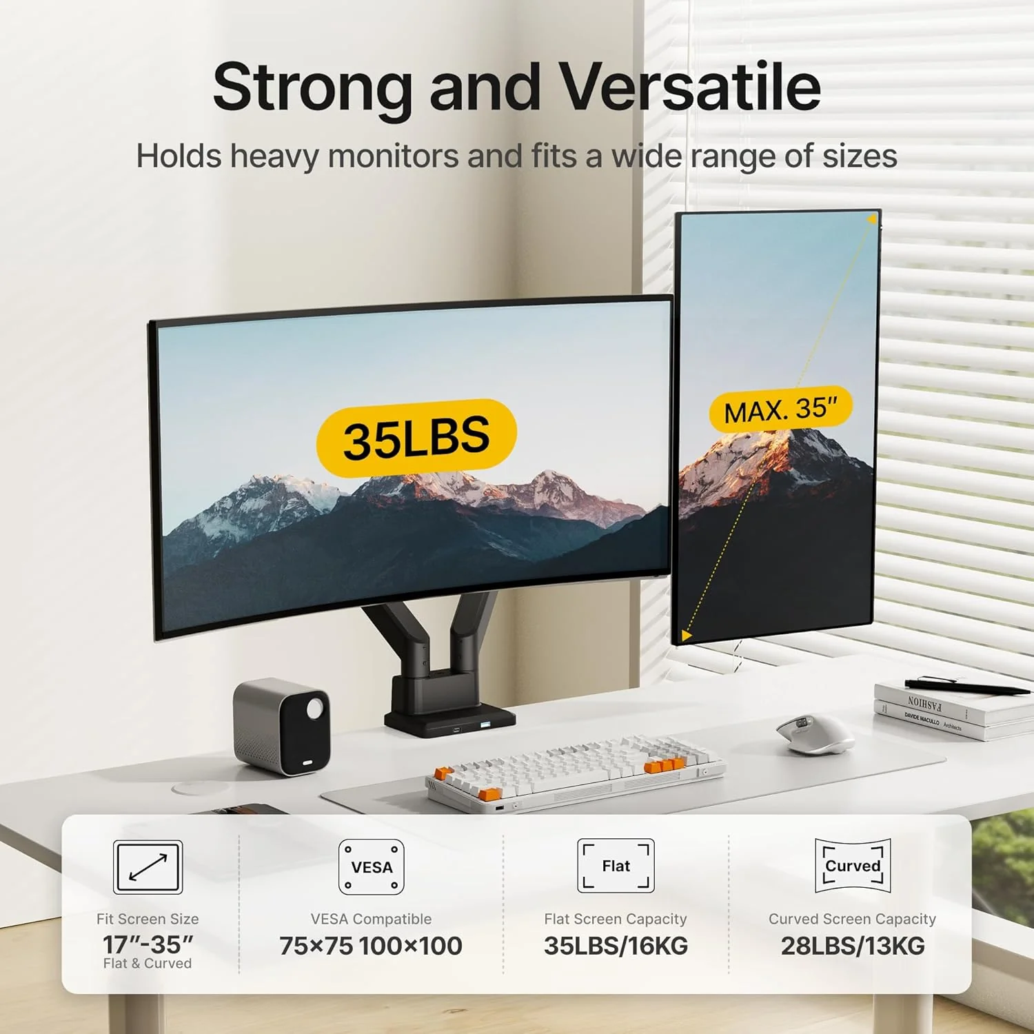 Dual Monitor Mount with USB | MA1007UCBK-D - Image 2