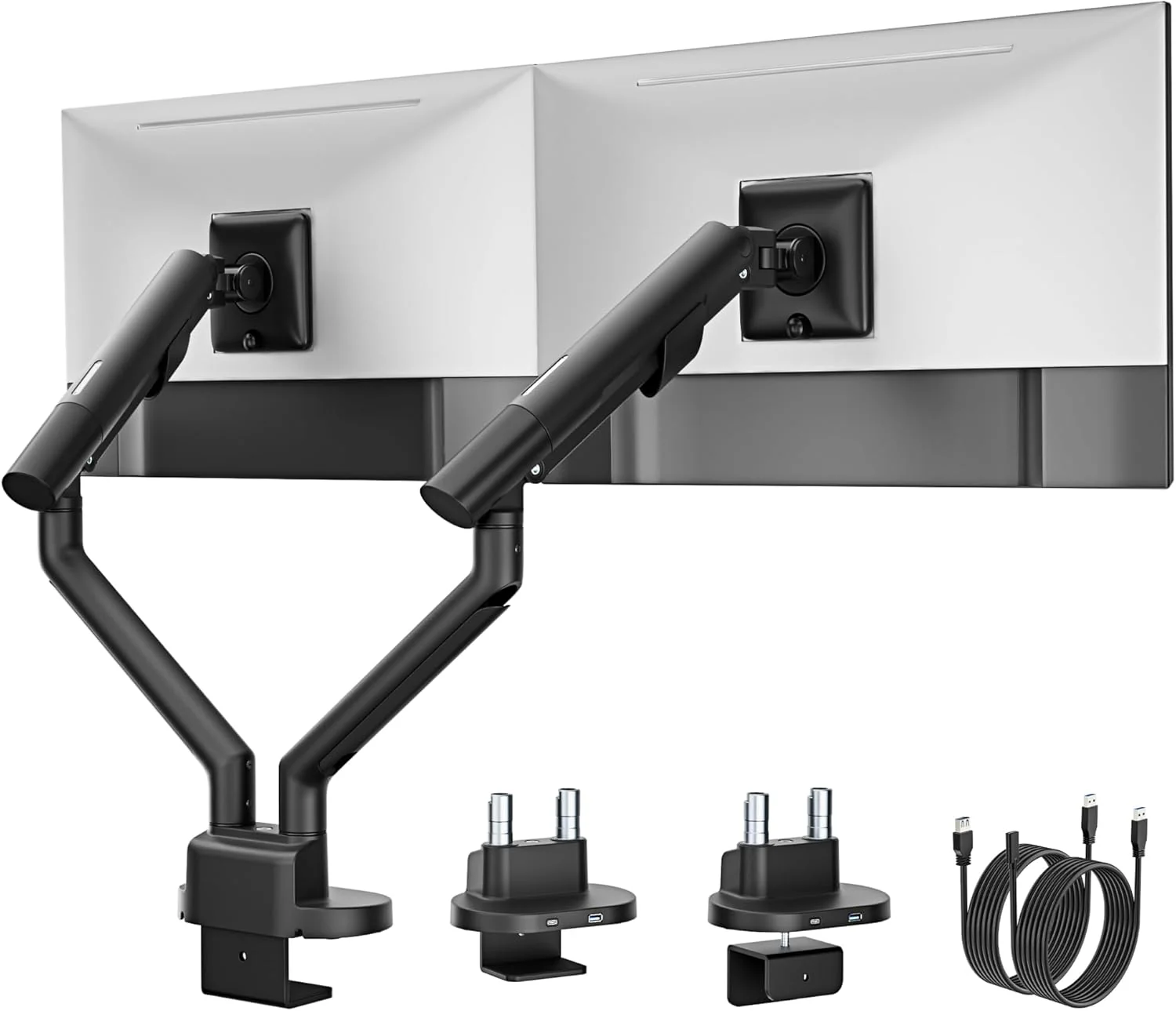 Dual Monitor Stand Mount with USB Up to 35" Screens | MA1010UCBK-D