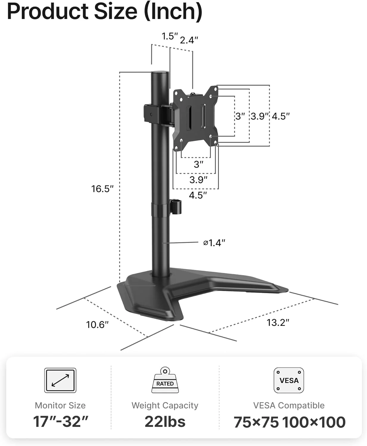Freestanding Single Monitor Arm | MA1006SBK - Image 7