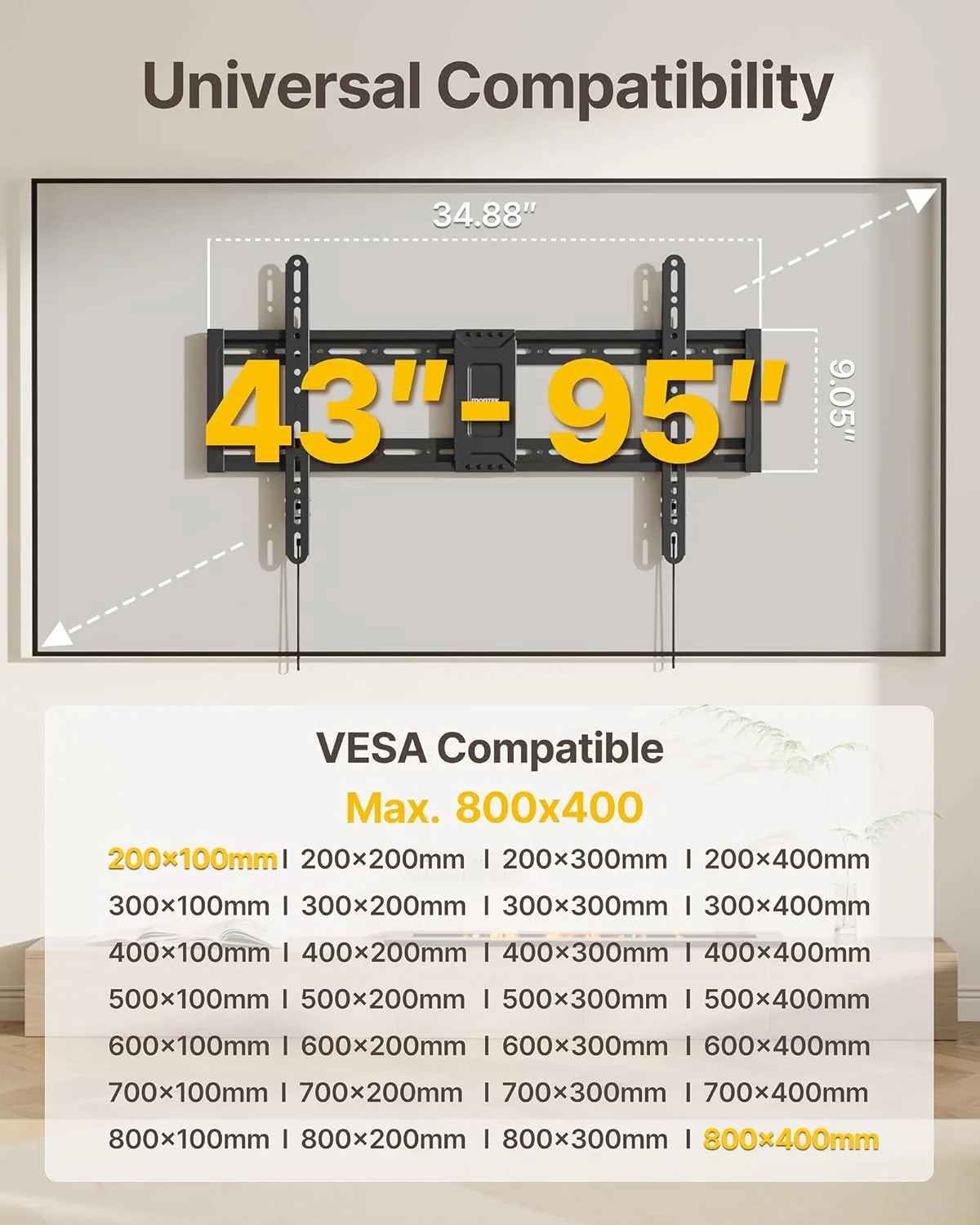 Heavy Duty Fixed TV Wall Mount for 43"–95" TVs | ‎‎TM1004W-MF - Image 2
