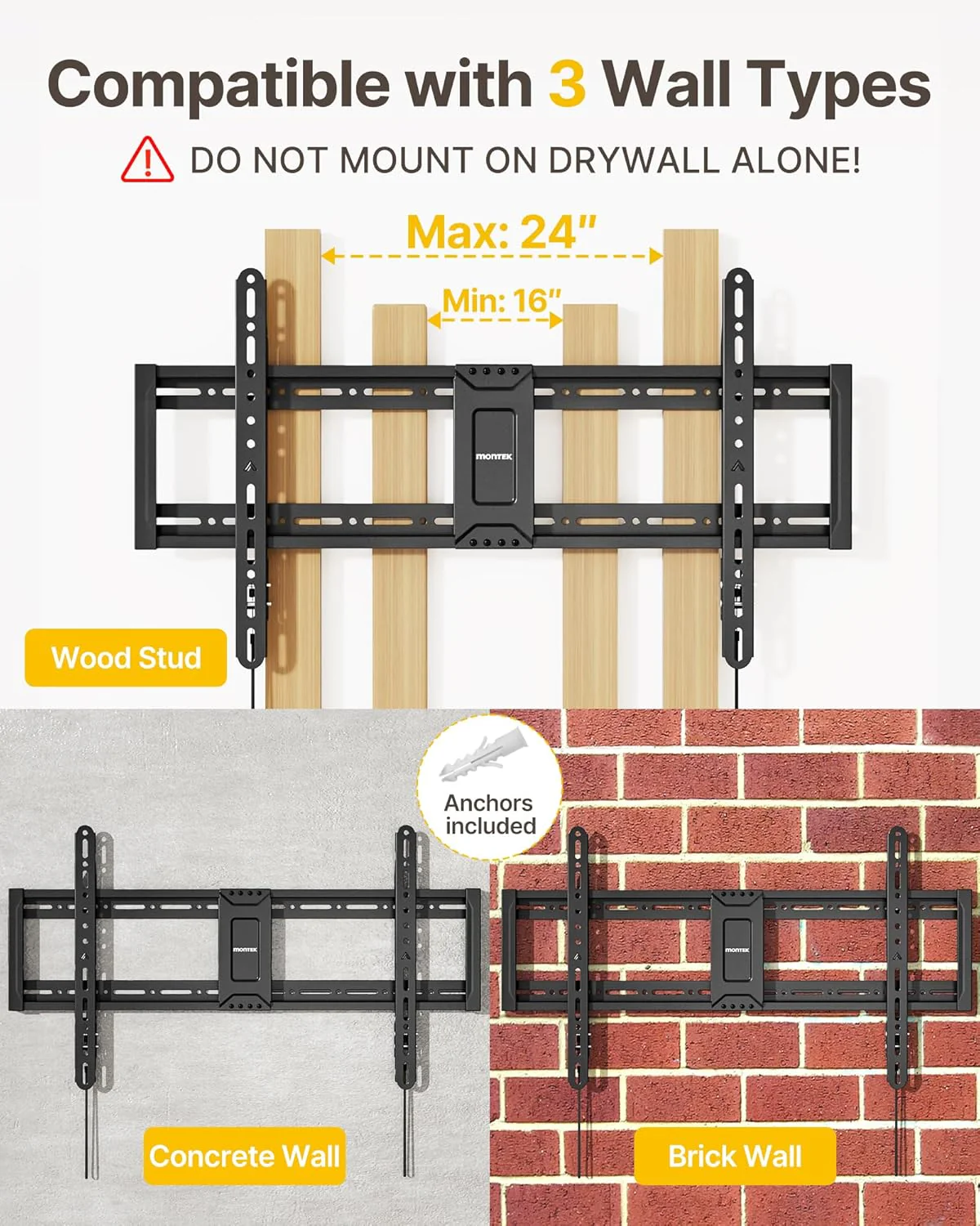 Heavy Duty Fixed TV Wall Mount for 43"–95" TVs | ‎‎TM1004W-MF - Image 6