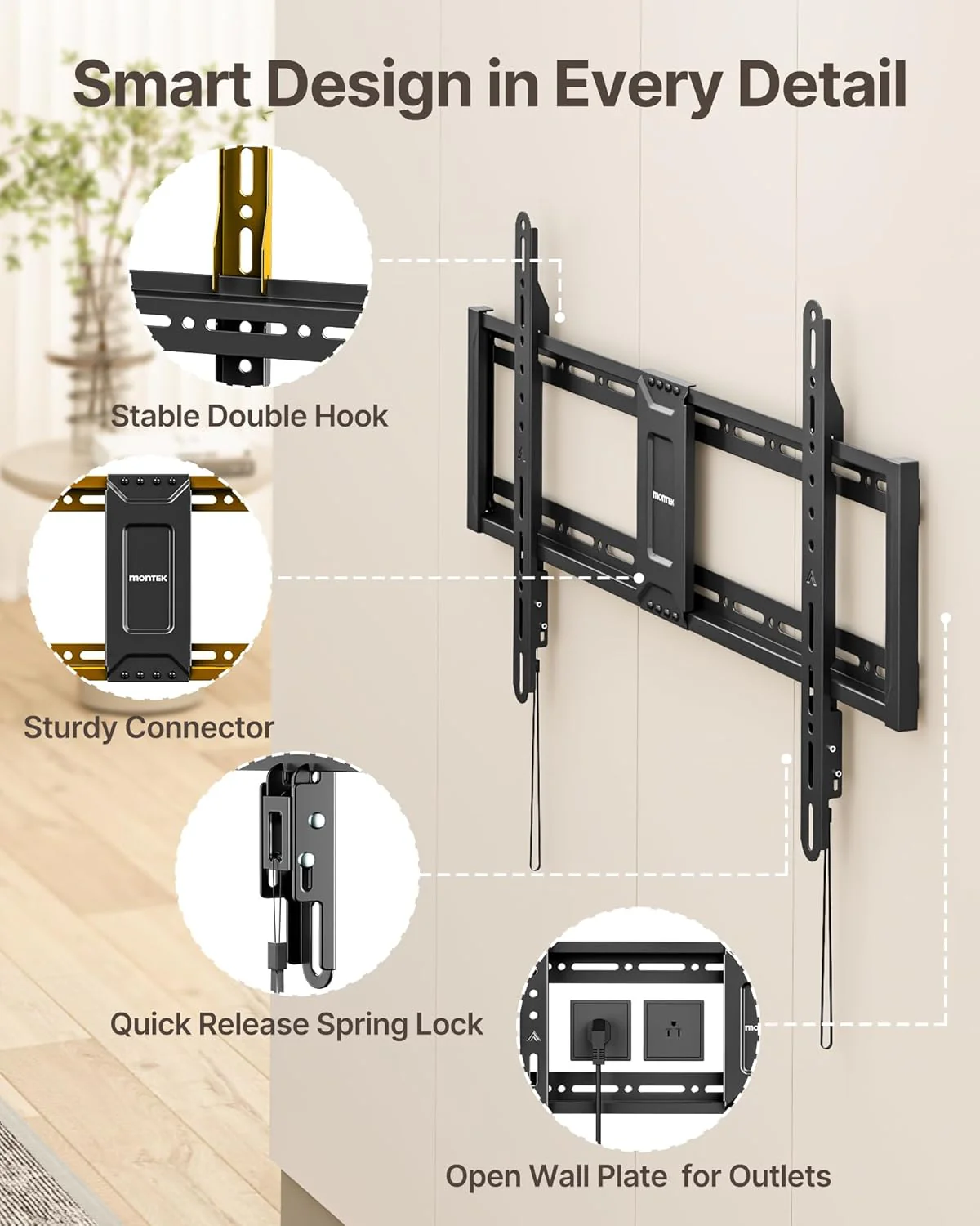 Heavy Duty Fixed TV Wall Mount for 43"–95" TVs | ‎‎TM1004W-MF - Image 7