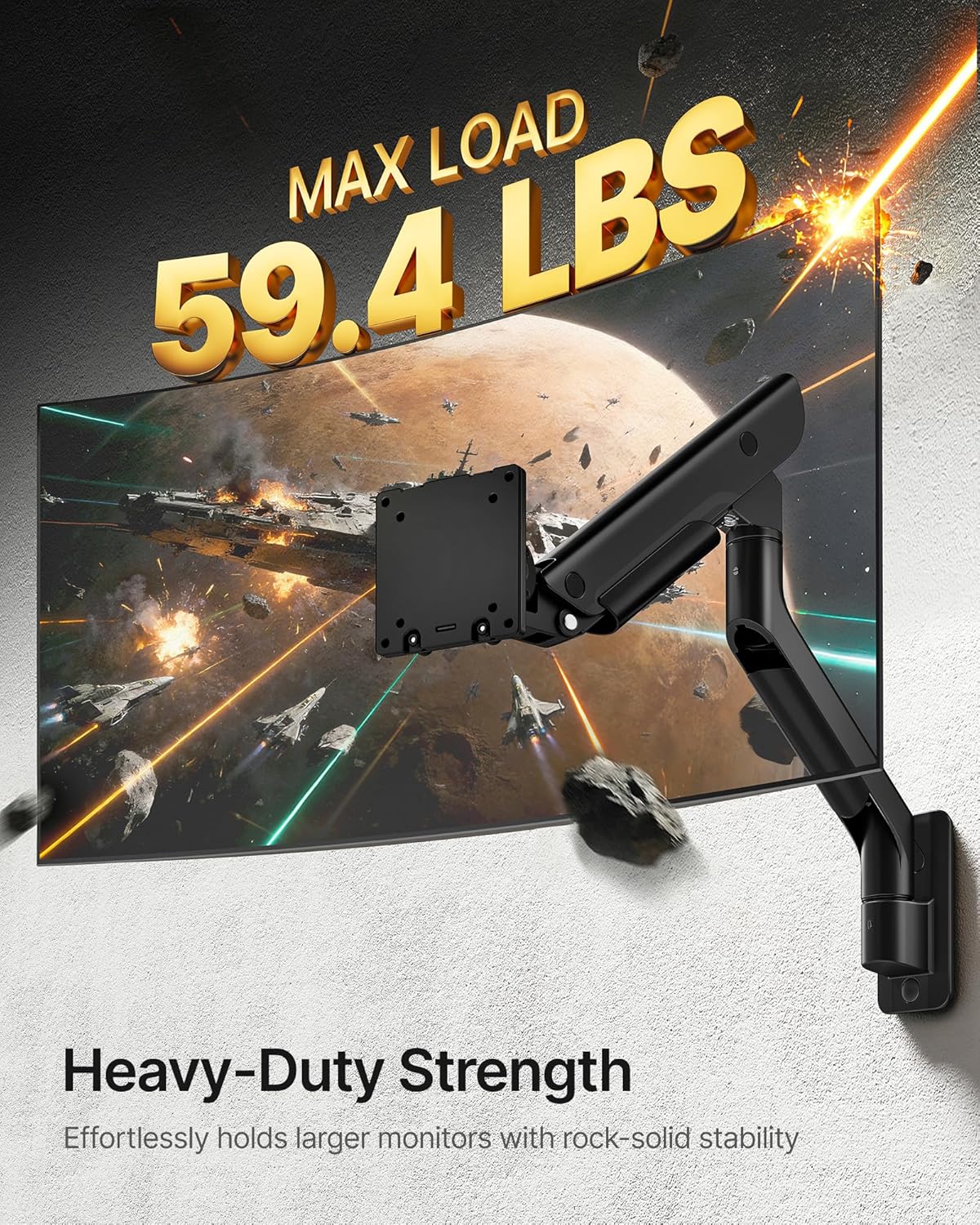 Heavy-Duty Single Monitor Wall Mount for 17-57” Screens | MA1003WBK - Image 4