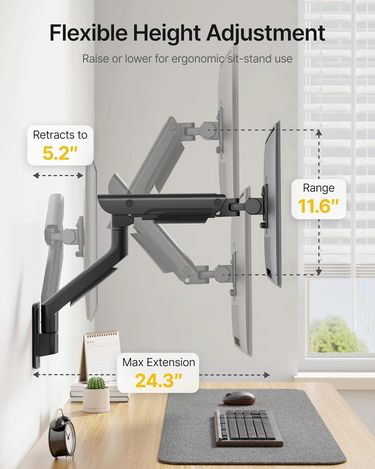 Heavy-Duty Single Monitor Wall Mount for 17-57” Screens | MA1003WBK - Image 6