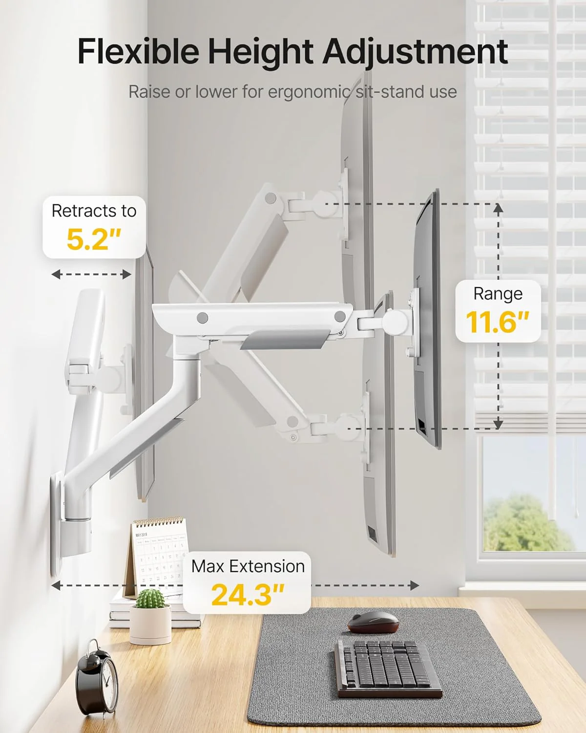 Heavy-Duty Single Monitor Wall Mount for 17-57” Screens | MA1003WWH - Image 6