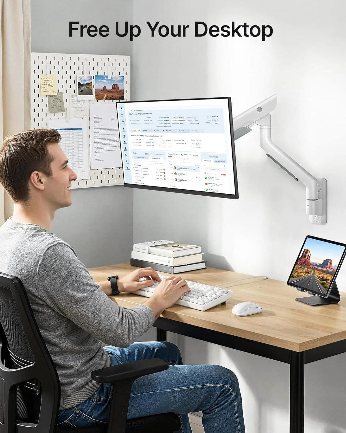 Heavy-Duty Single Monitor Wall Mount for 17-57” Screens | MA1003WWH - Image 8