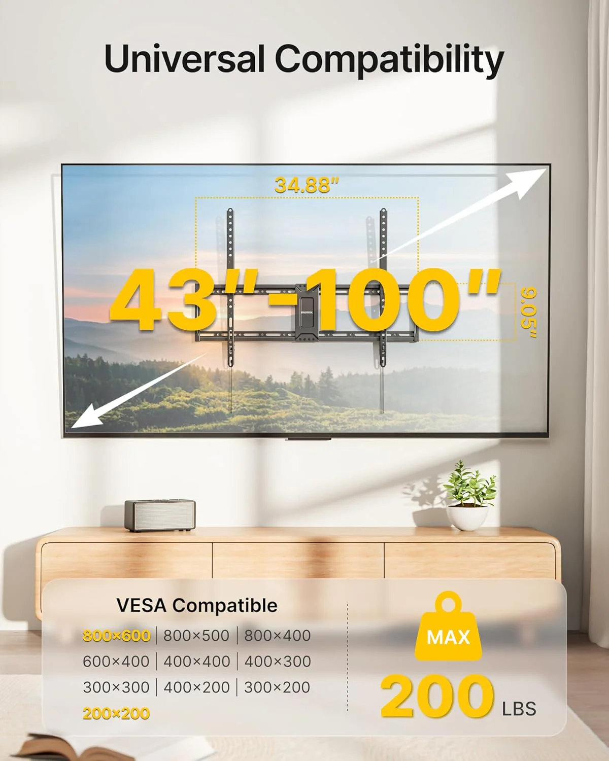 Heavy Duty Tilt TV Wall Mount for 43"–100" TVs | ‎TM1004W-LT - Image 2