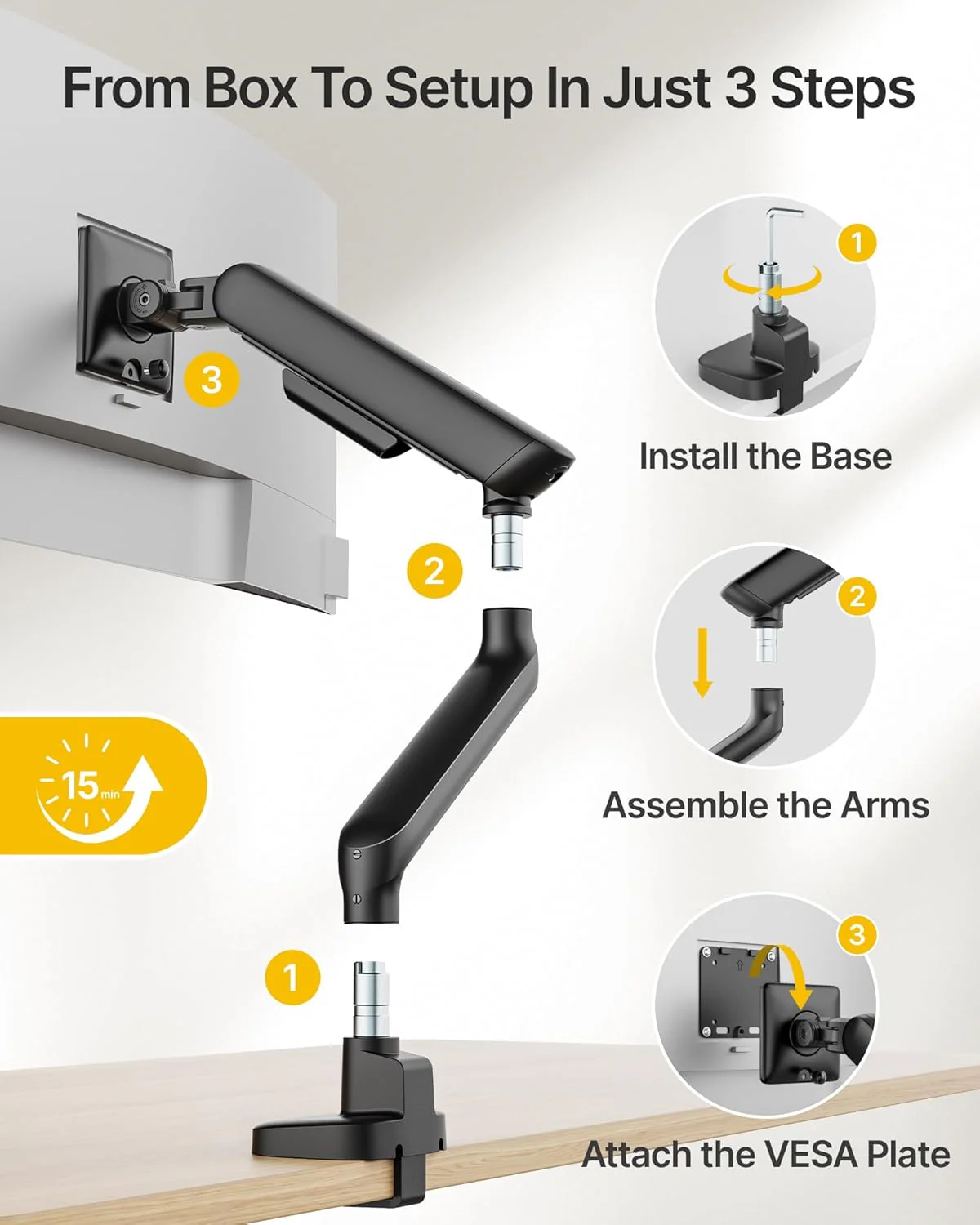 Mechanical Spring Monitor Arm for 17-40" Ultrawide Screens | MA1011BK - Image 4