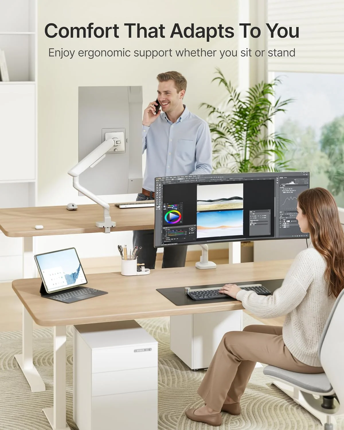 Mechanical Spring Monitor Arm for 17”-40" Screens | MA1011WH - Image 6