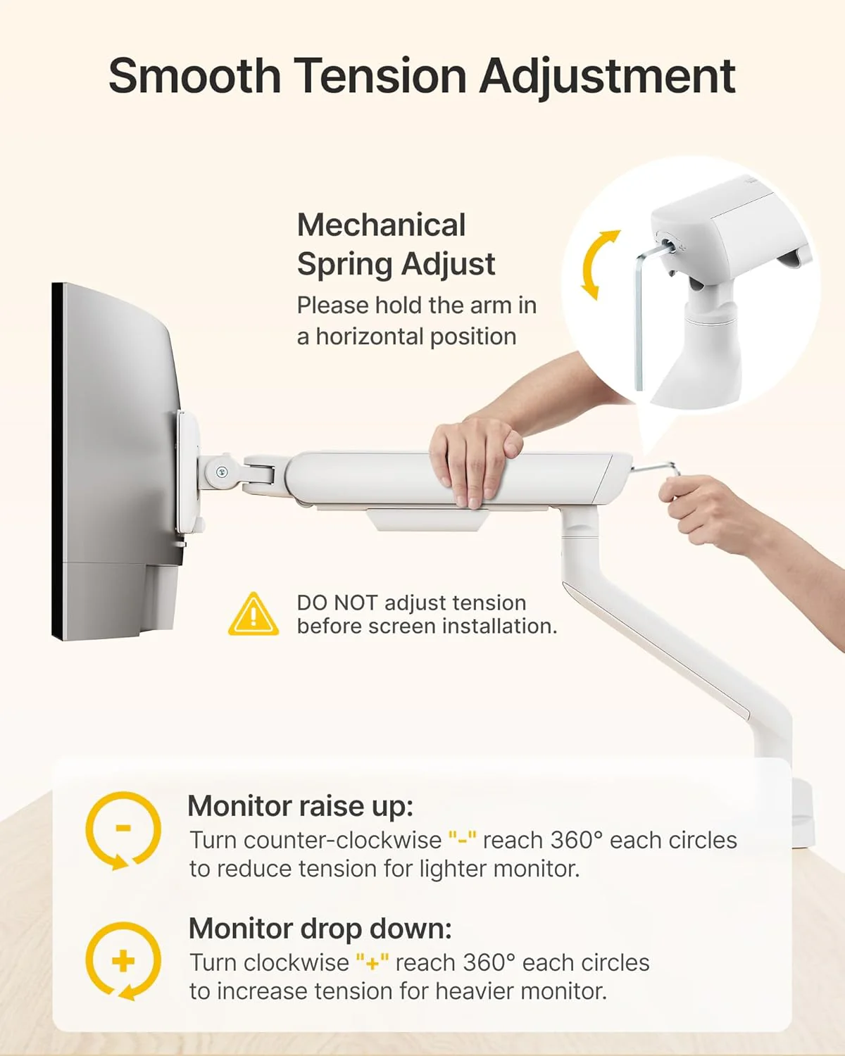 Mechanical Spring Monitor Arm for 17”-40" Screens | MA1011WH - Image 8