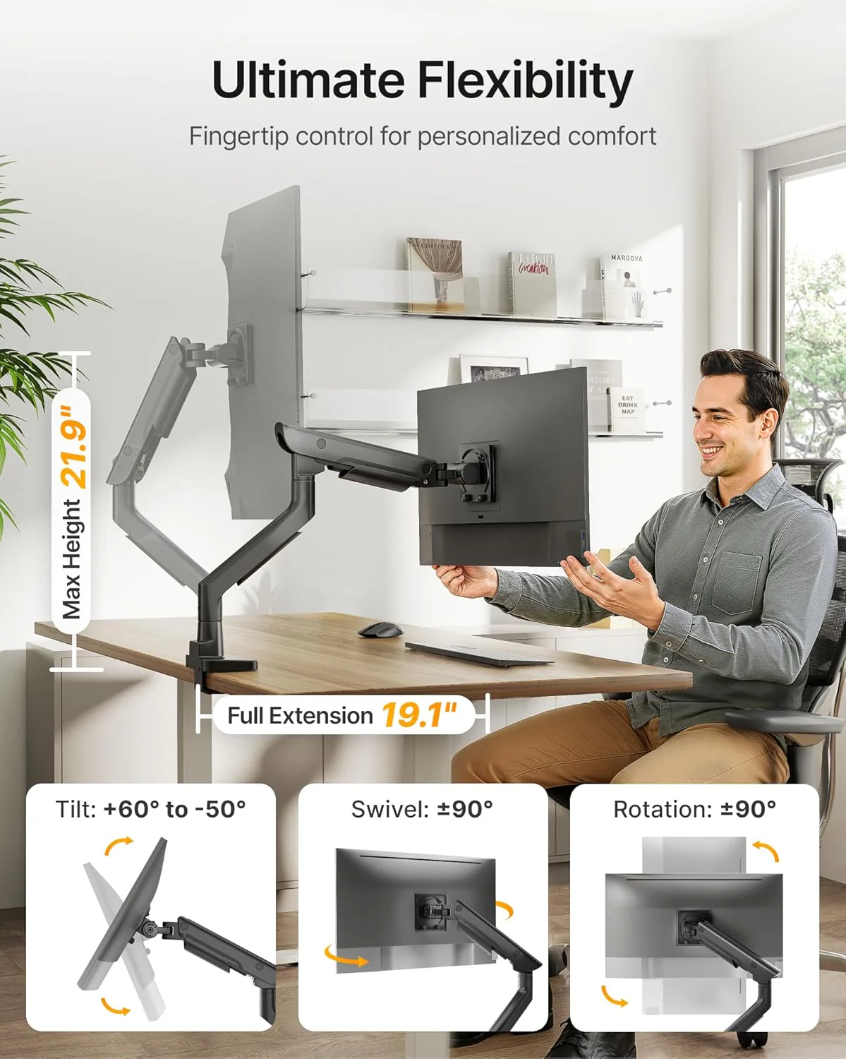 Premium Aluminum Monitor Arm for 17”–57” Screens | MA1003UCBK - Image 4