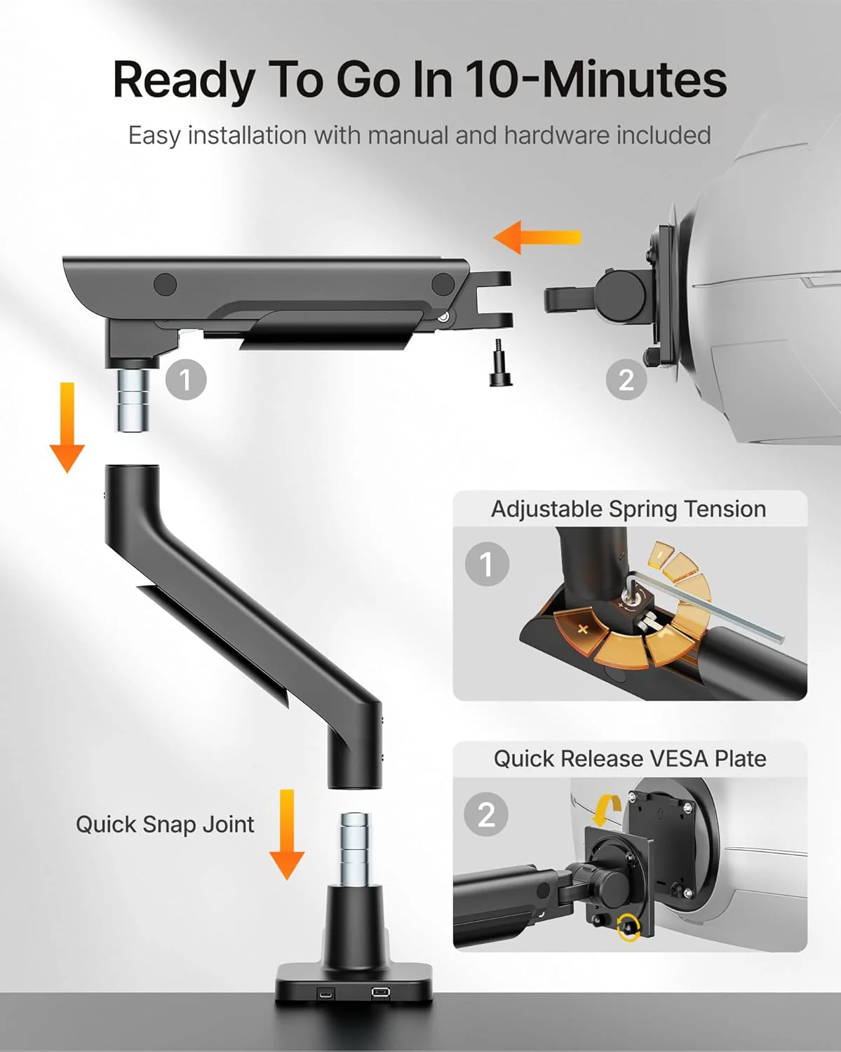 Premium Aluminum Monitor Arm for 17”–57” Screens | MA1003UCBK - Image 5