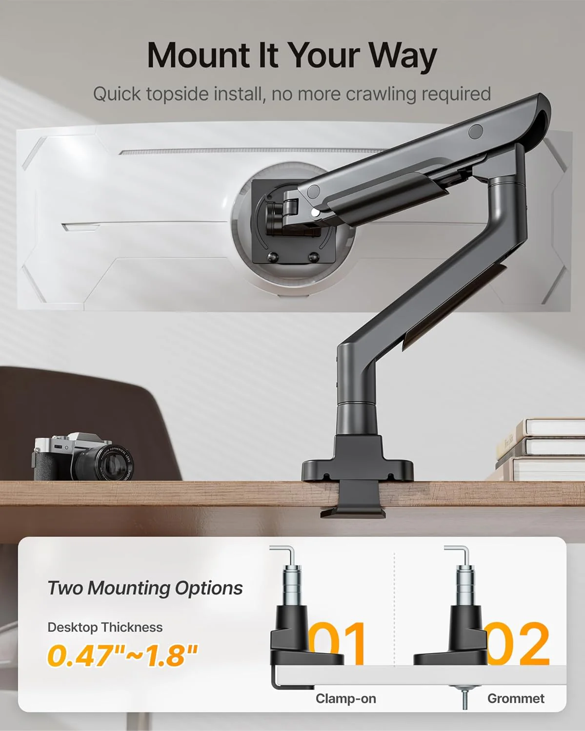 Premium Aluminum Monitor Arm for 17”–57” Screens | MA1003UCBK - Image 6