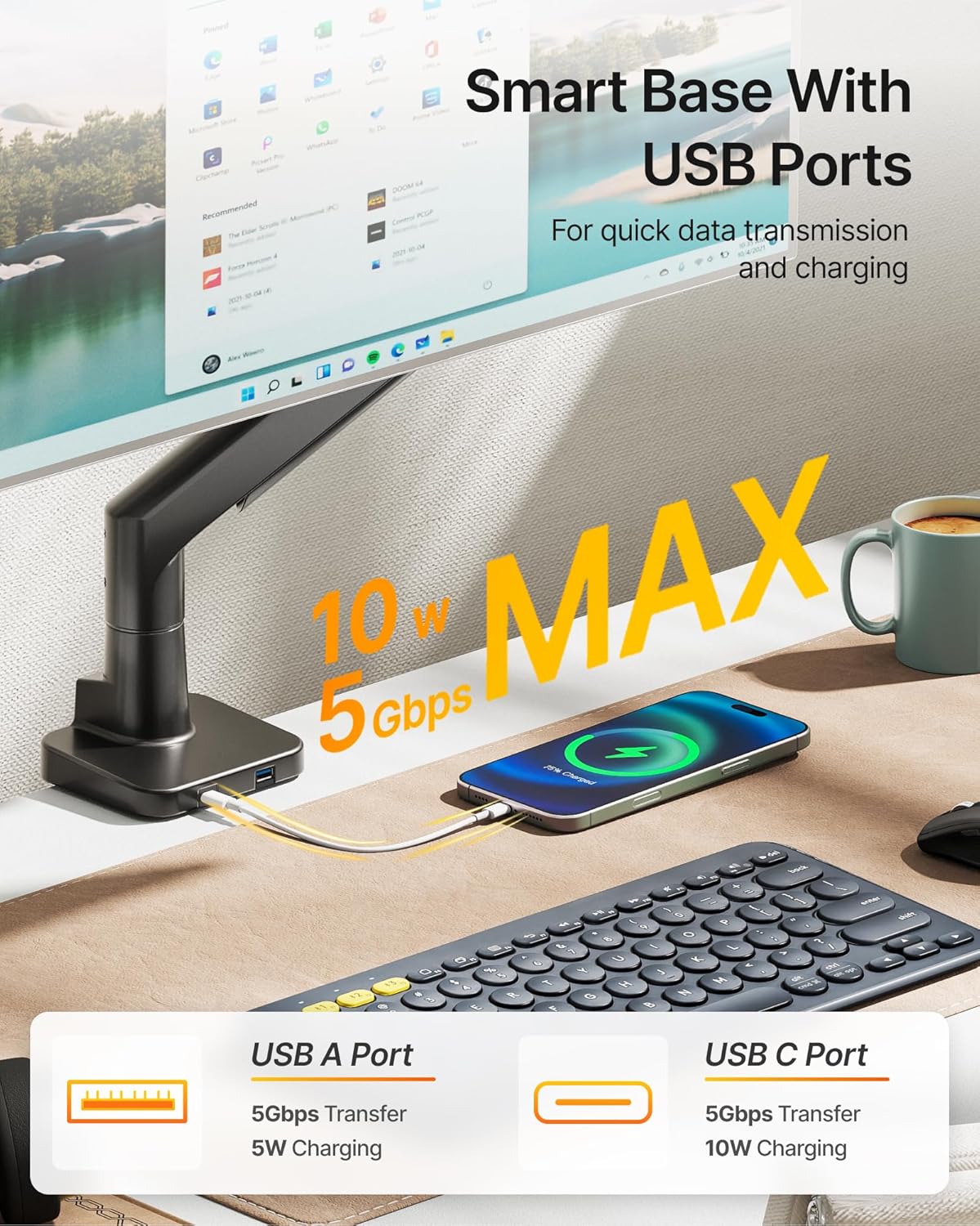 Premium Aluminum Monitor Arm for 17”–57” Screens | MA1003UCBK - Image 7