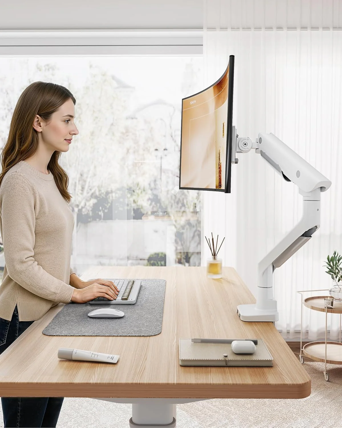 Premium Aluminum Monitor Arm for 17”–57” Screens | MA1003UCWH - Image 9