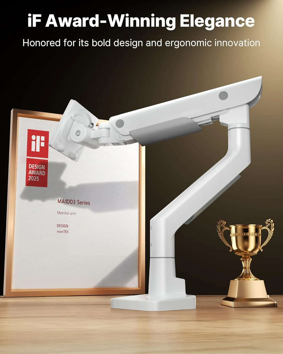 Heavy Duty Single Monitor Arm for 17–57” Screens | MA1003WH - Image 2
