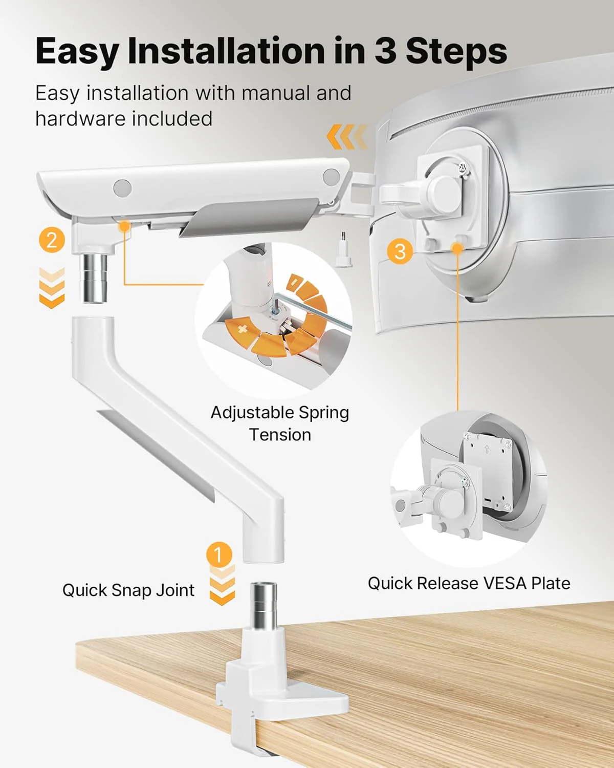 Heavy Duty Single Monitor Arm for 17–57” Screens | MA1003WH - Image 7