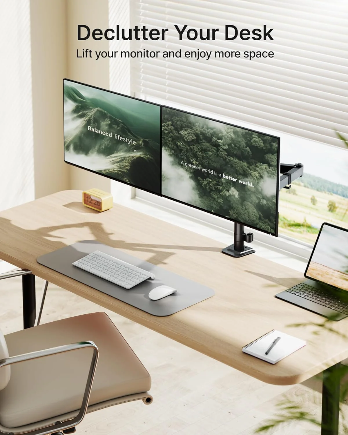 Stable Dual Monitor Stand for 17"–32” Screens | MA1006PXLBK-D - Image 5