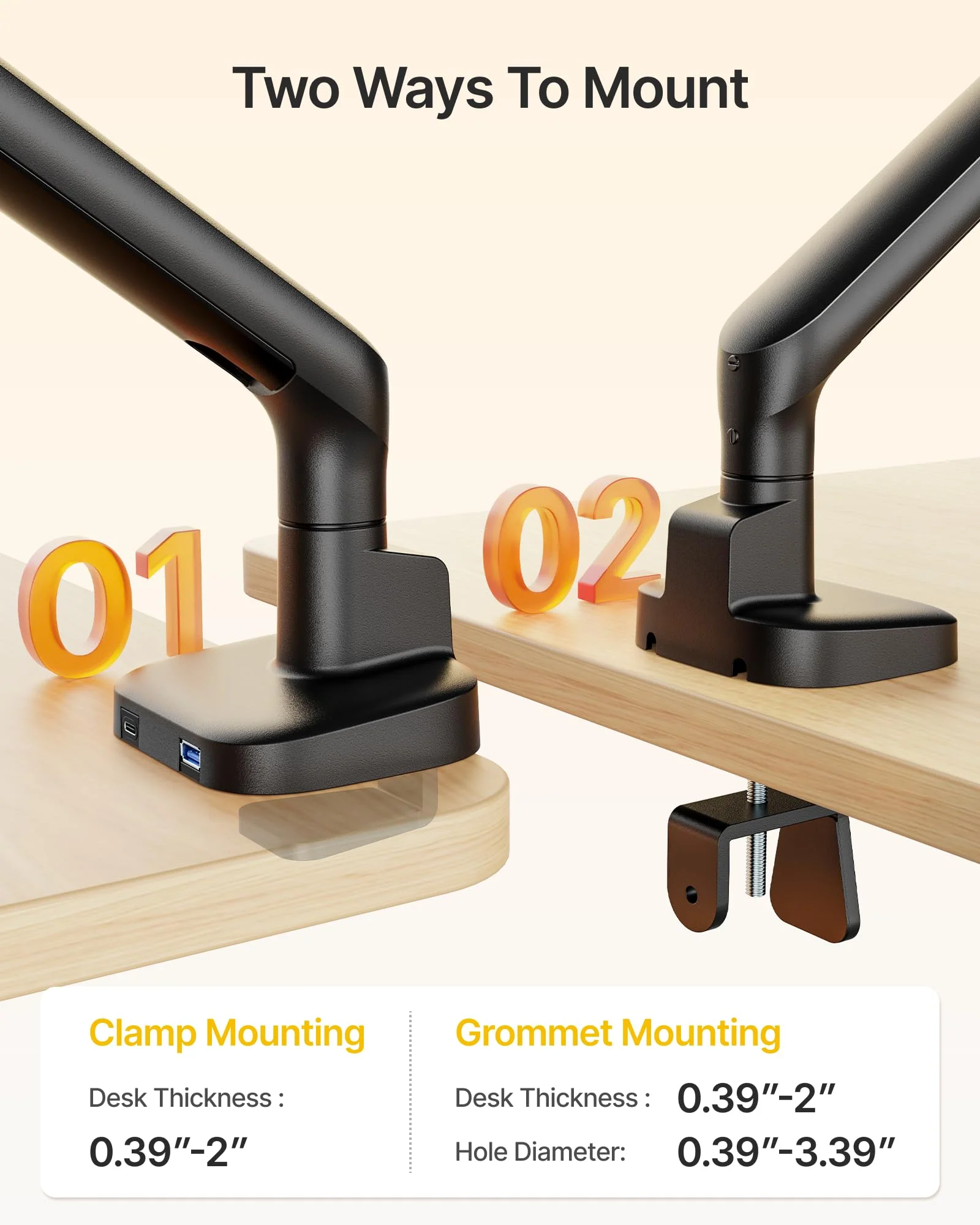 Mechanical Spring Monitor Arm with USB for 17-40" Screens | MA1011UCBK - Image 8