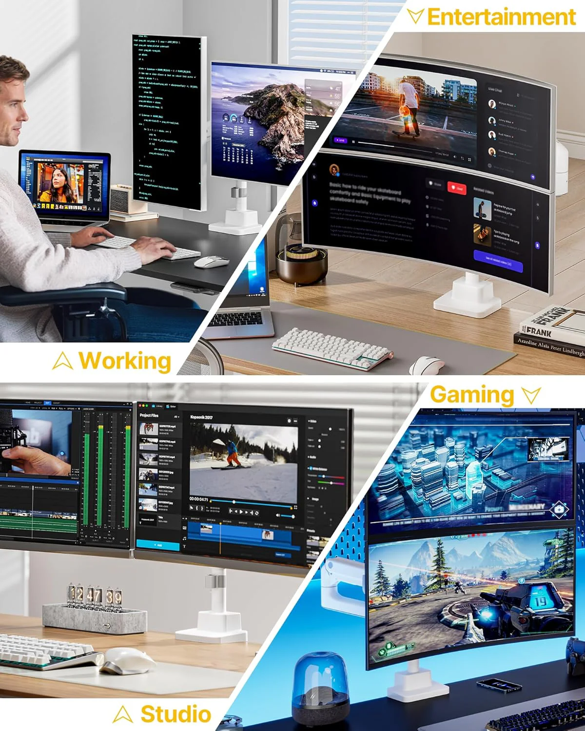 Heavy-Duty Dual Monitor Arm for 17"-57" Screens | MA1001PWH-D - Image 7