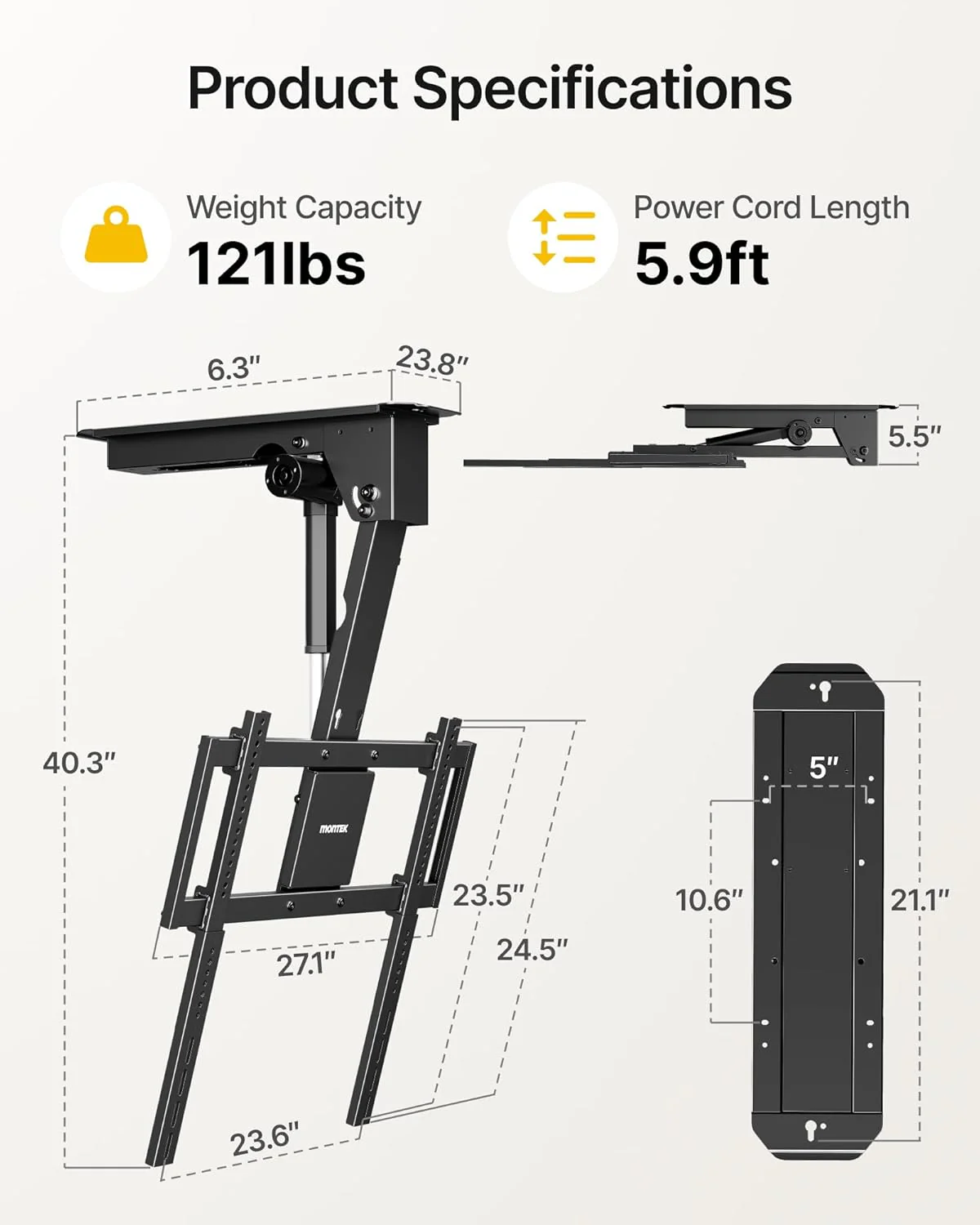 Motorized Ceiling TV Mount for 32-75 Inch TVs | TM1011E-M - Image 9