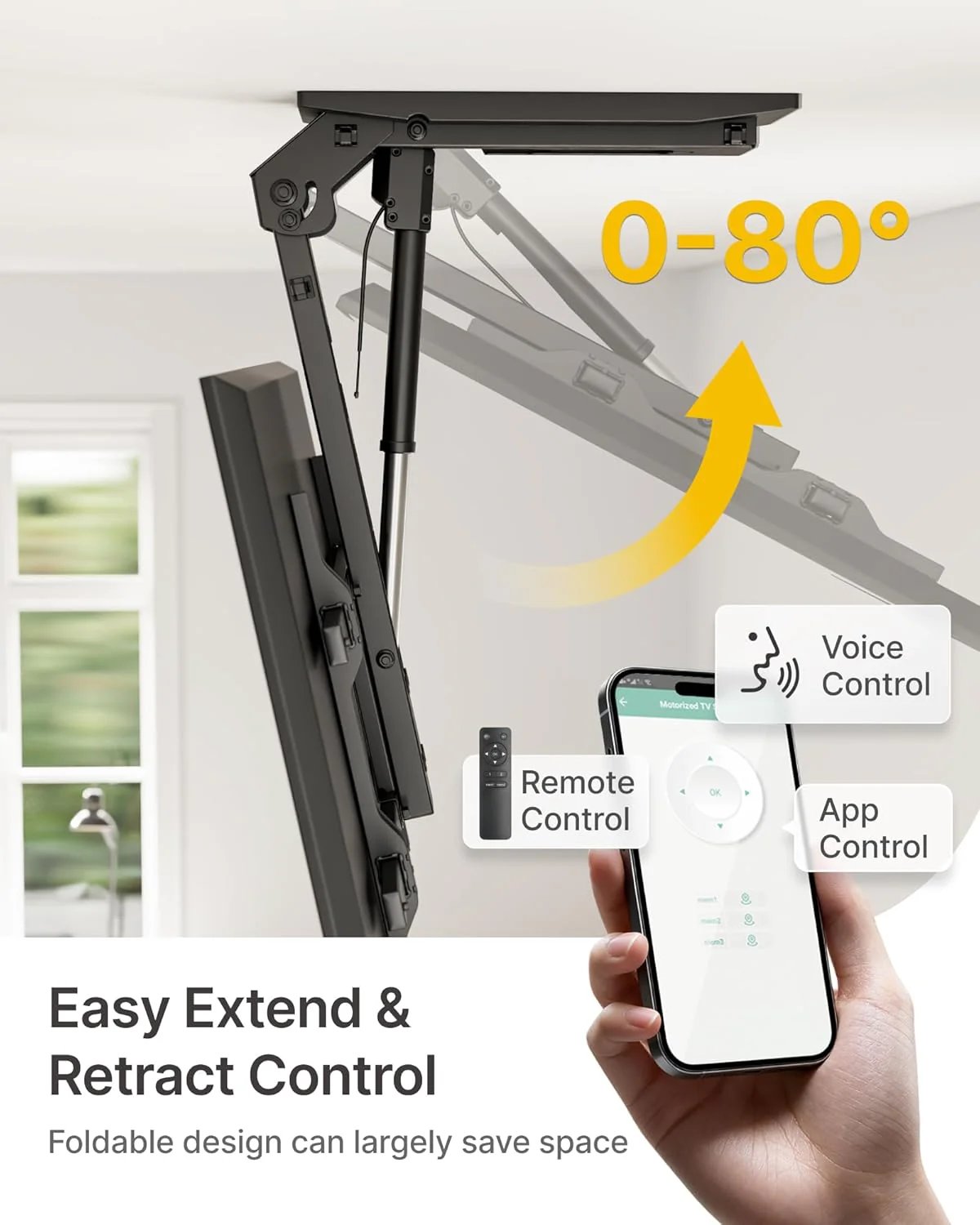 Motorized Ceiling TV Mount with Remote for 43-86 Inch TVs | TM1002CE-L - Image 2
