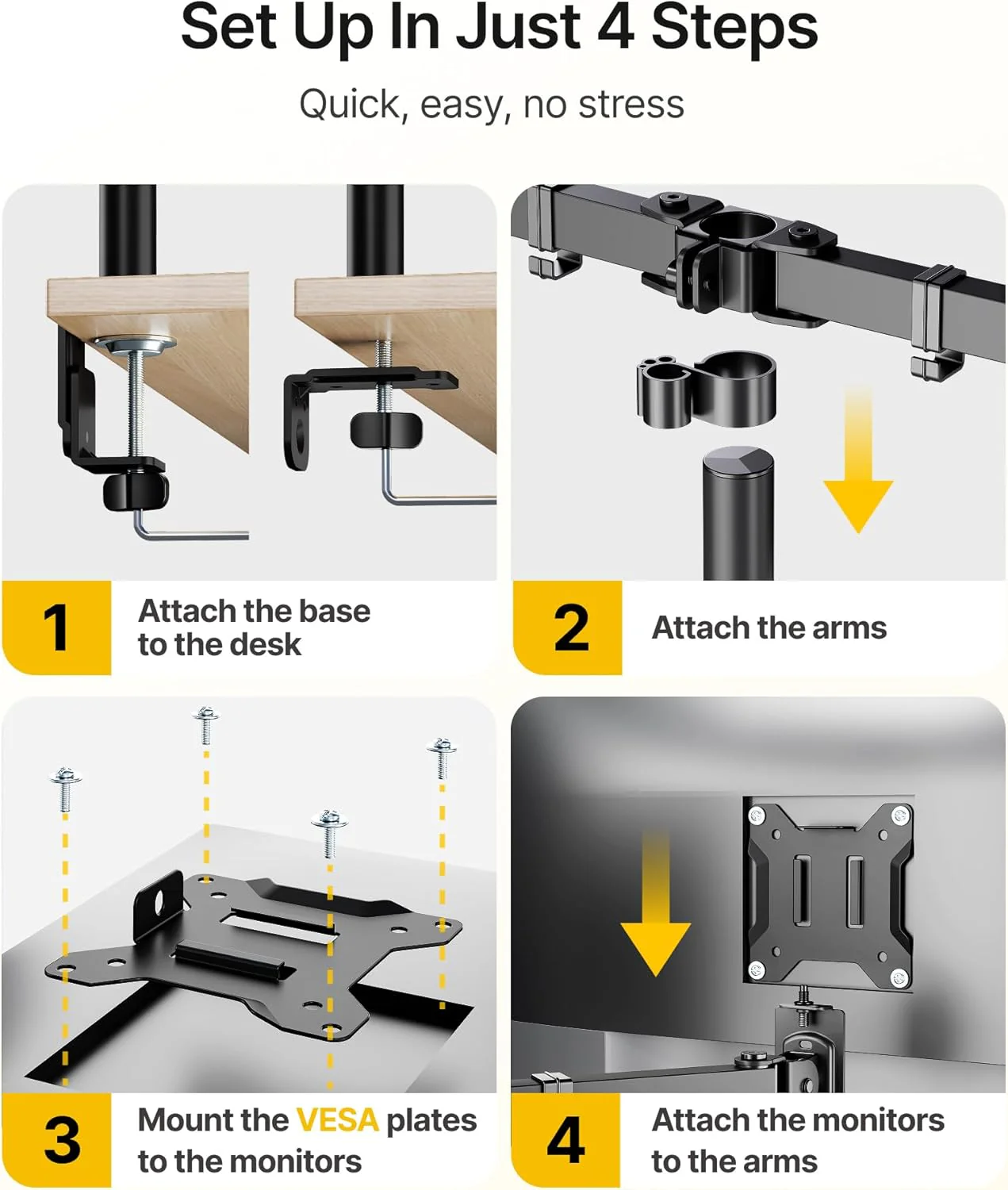 Quad Monitor Stand Mount | MA1006PBK-Q - Image 6