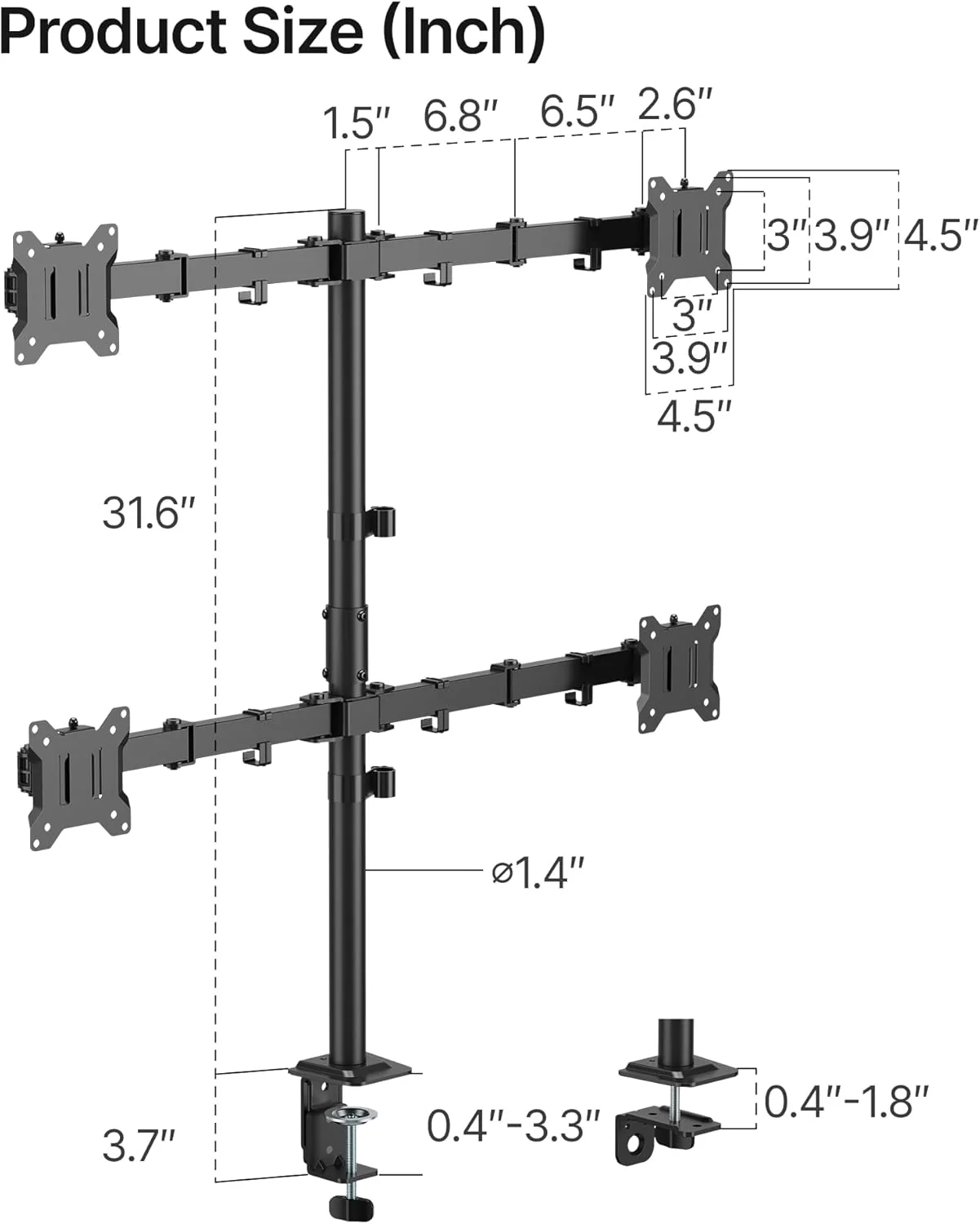Quad Monitor Stand Mount | MA1006PBK-Q - Image 9