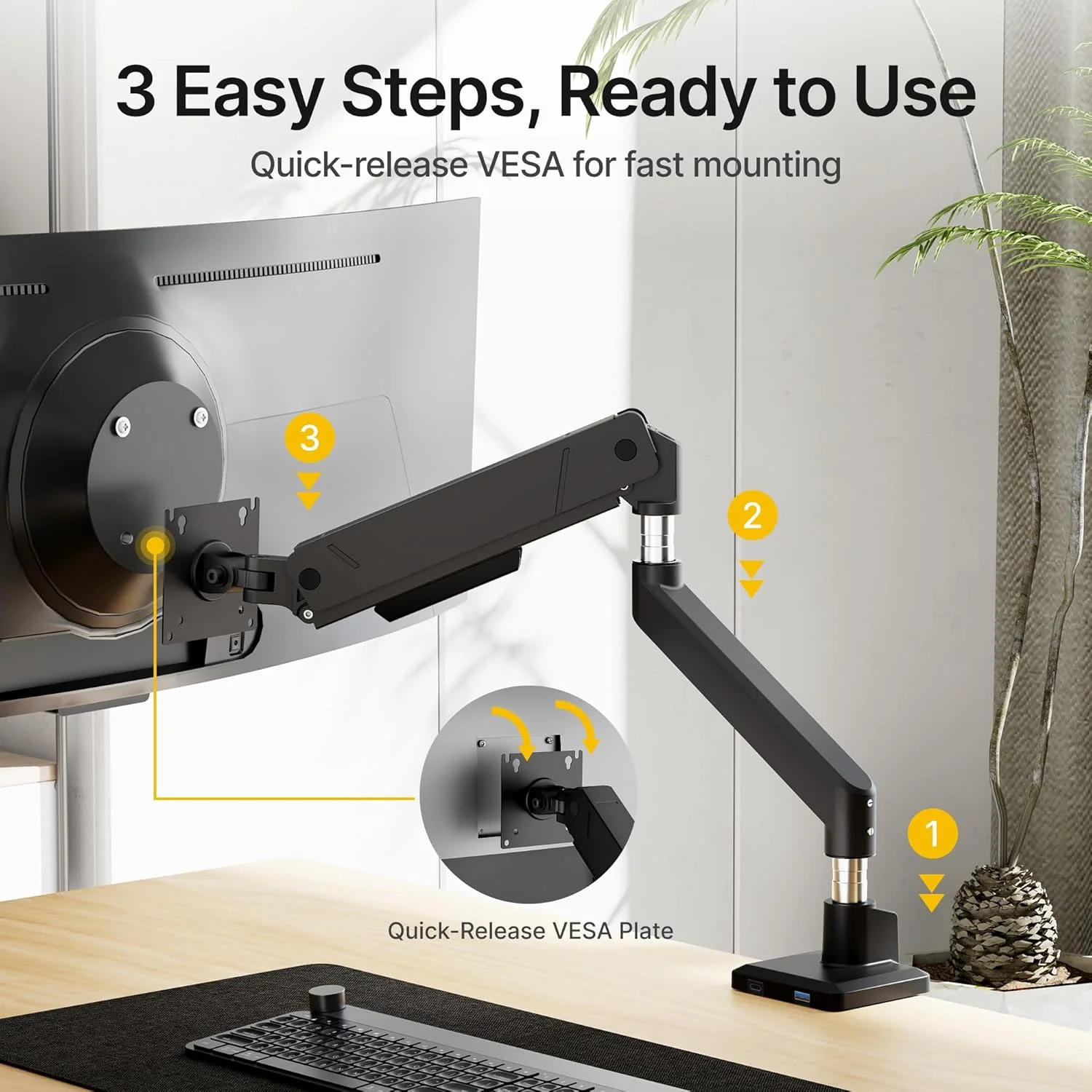 Single Monitor Arm for Max 45” Screens | MA1007BK - Image 4