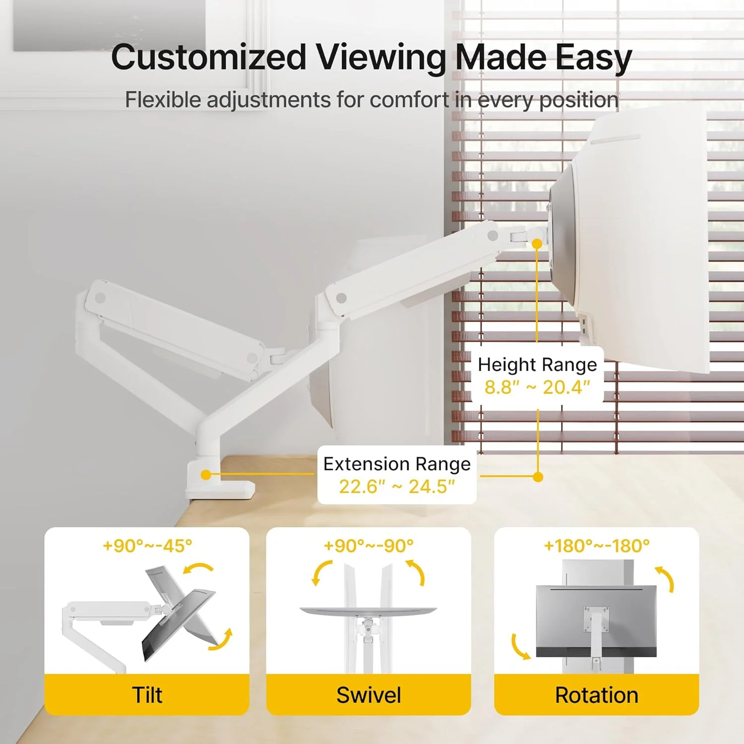 Single Monitor Arm for Max 45” Screens | MA1007WH - Image 2