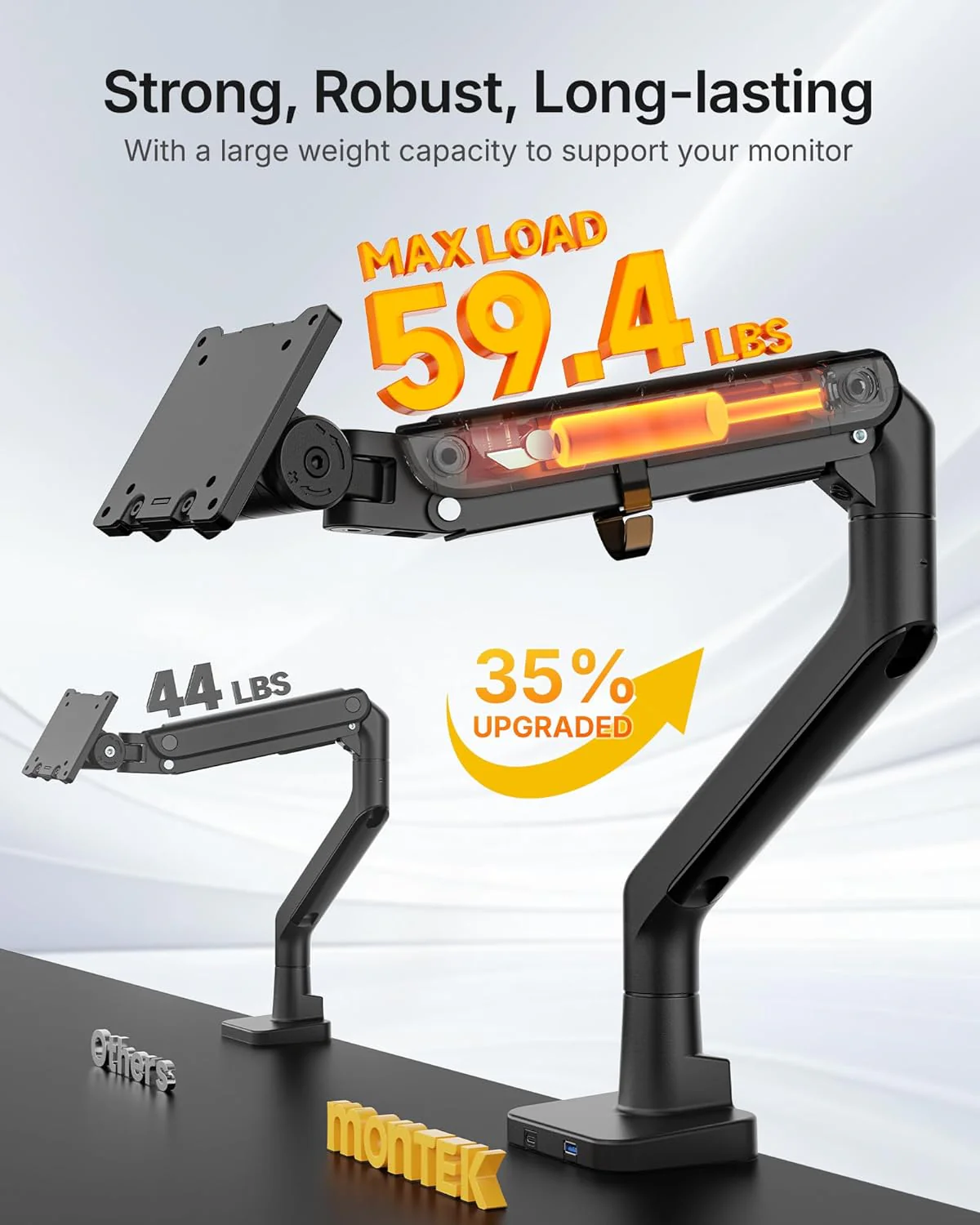 Single Monitor Arm with USB A/C f for 17"-57" Screens | MA1001UCBK - Image 3
