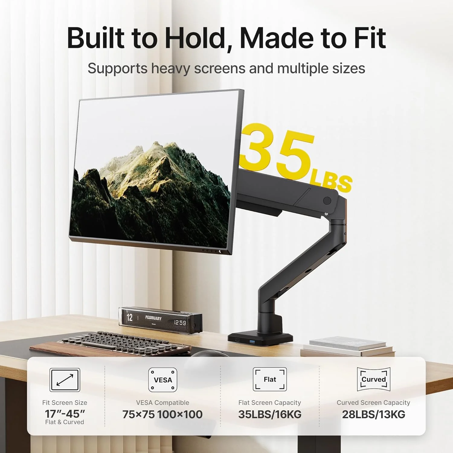 Single Monitor Arm with USB | MA1007UCBK - Image 2