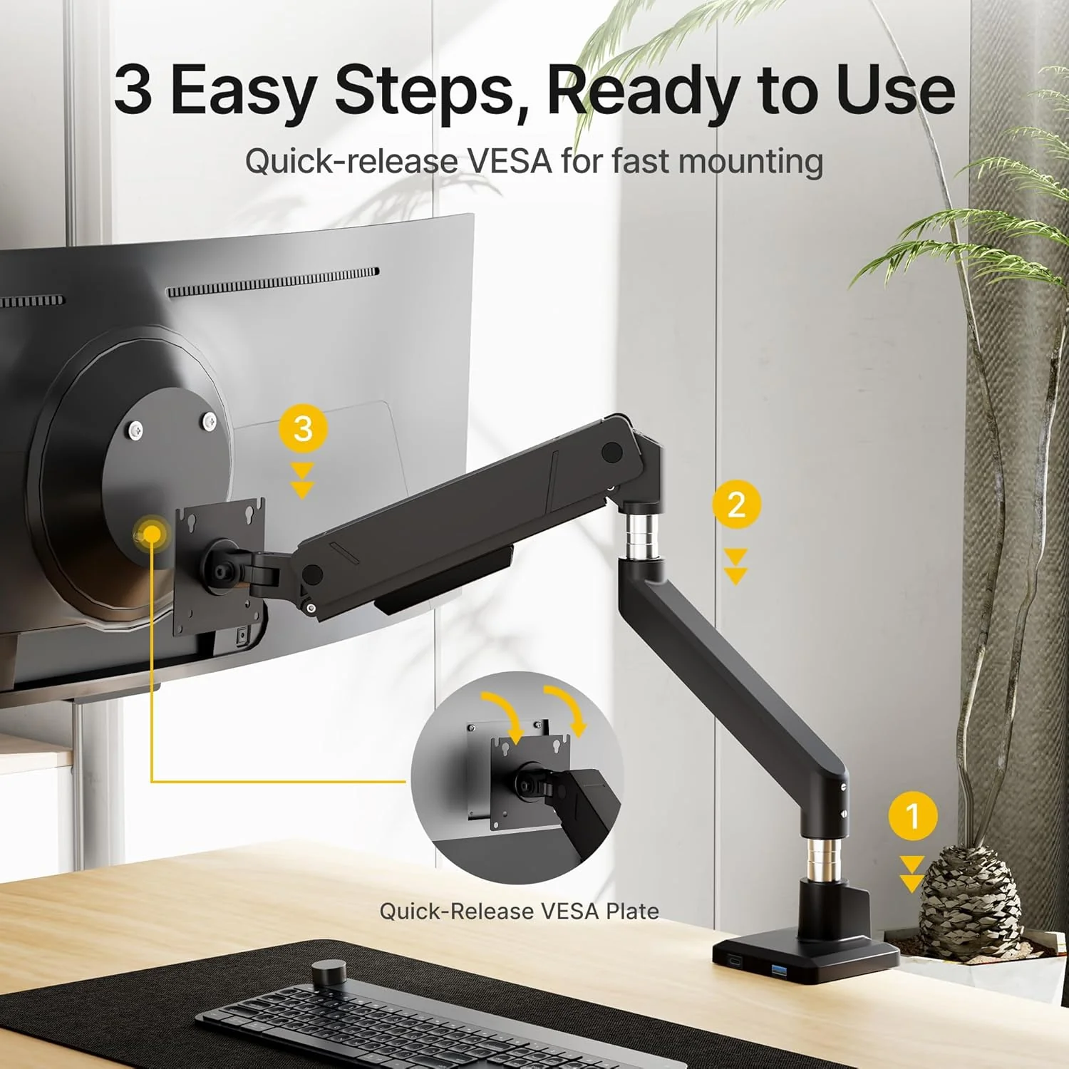 Single Monitor Arm with USB | MA1007UCBK - Image 3