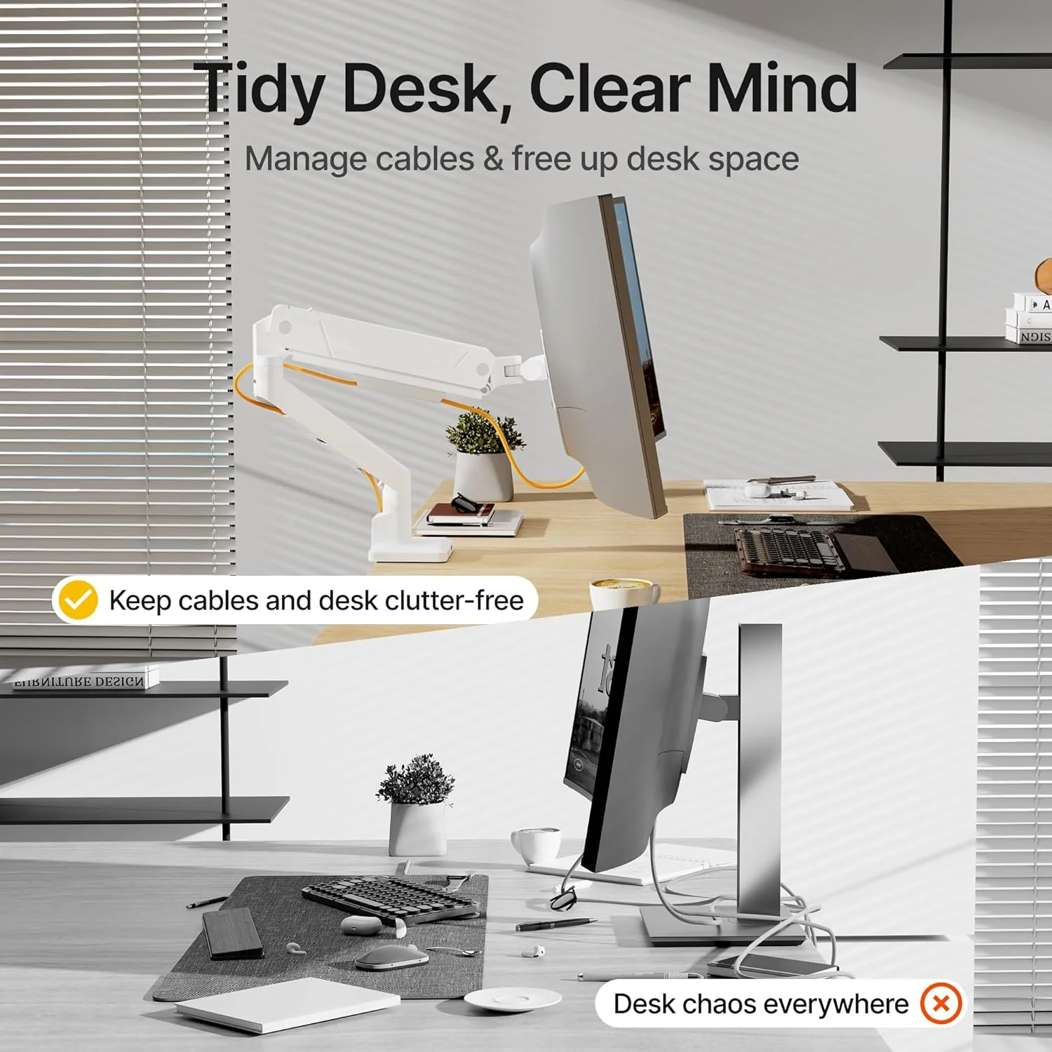 Single Monitor Arm with USB | MA1007UCWH - Image 5