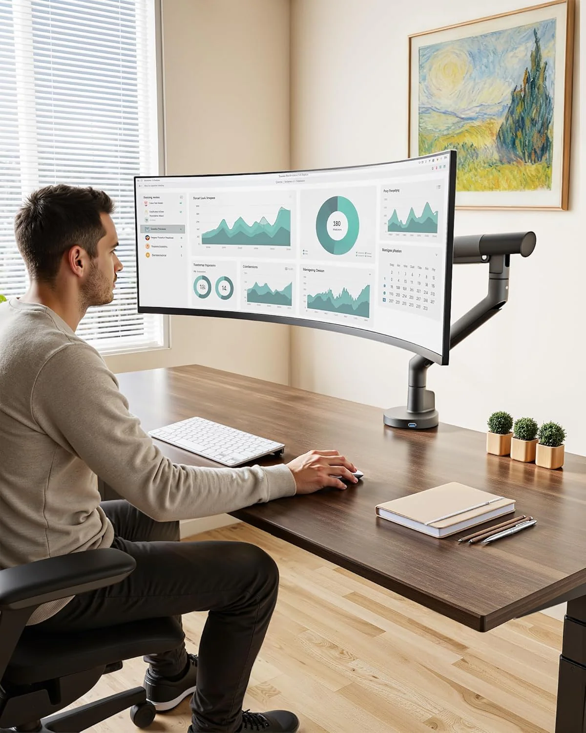 Single Monitor Arm with USB for 17-40 Inch Screens | MA1010UCDG - Image 7
