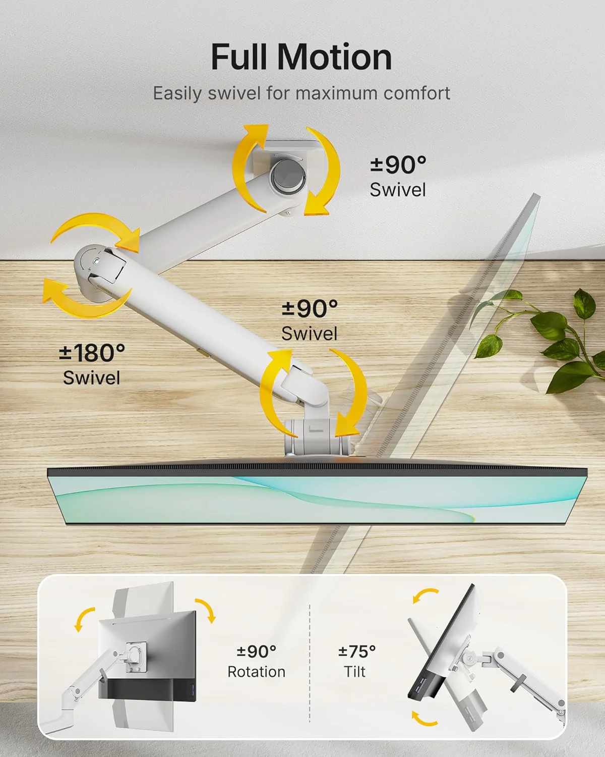 Single Monitor Wall Mount for 17"-49" Screens | MA1001WWH-S - Image 5