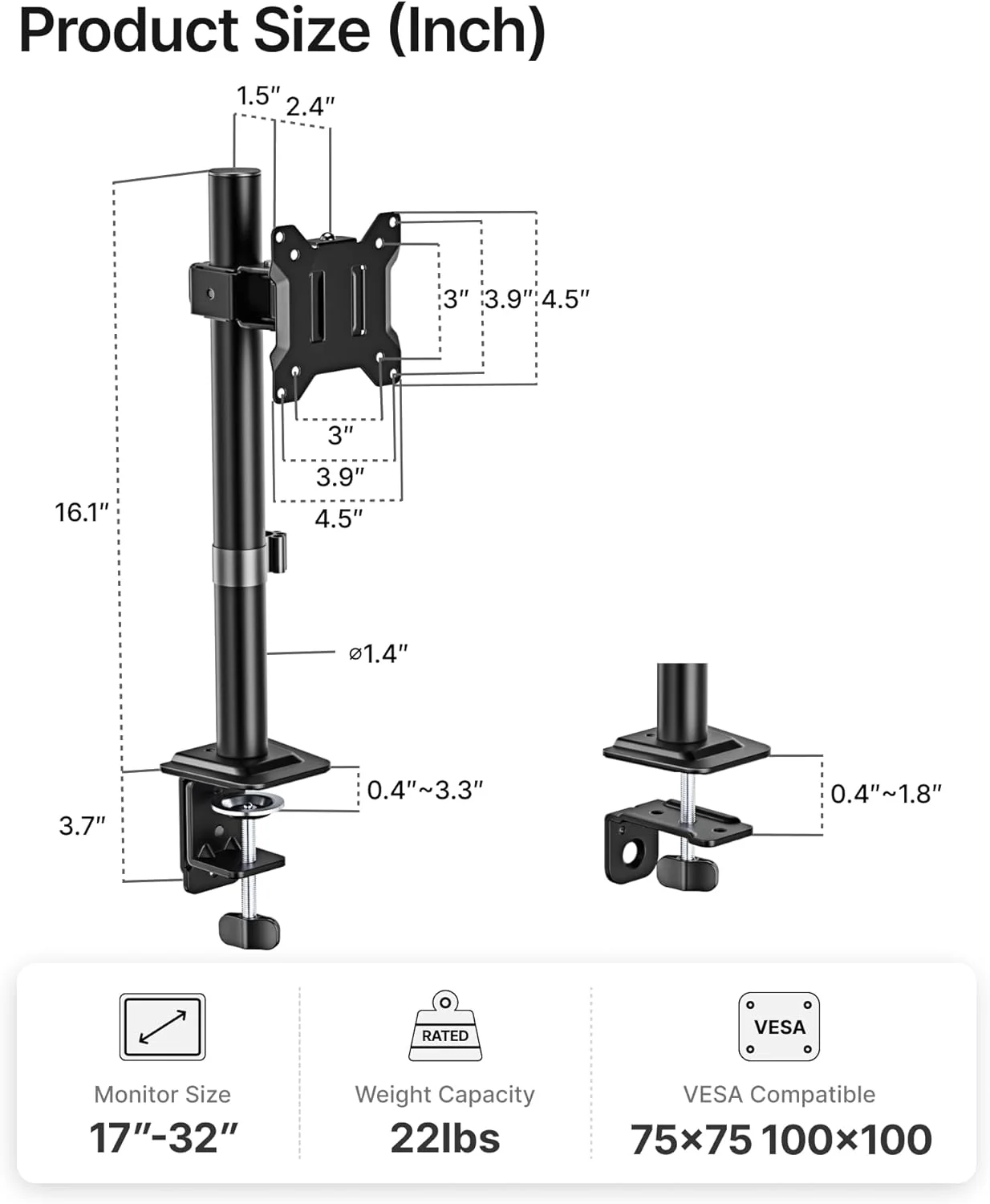 Stable Monitor Arm for 17"-32" Screens | MA1006PBK - Image 8