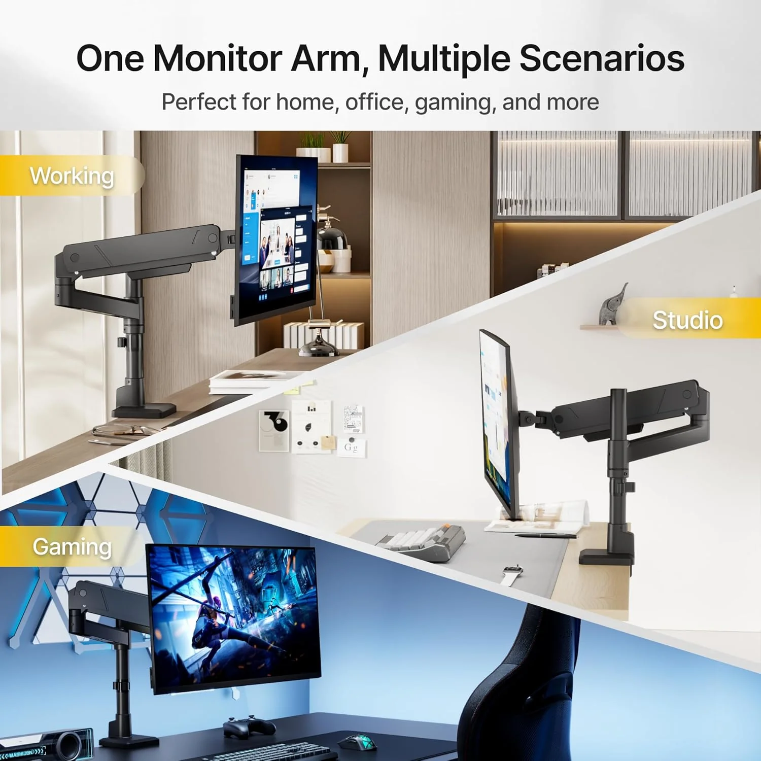 Single Monitor Arm for 17"-45" Inch Screen | MA1007PBK - Image 9