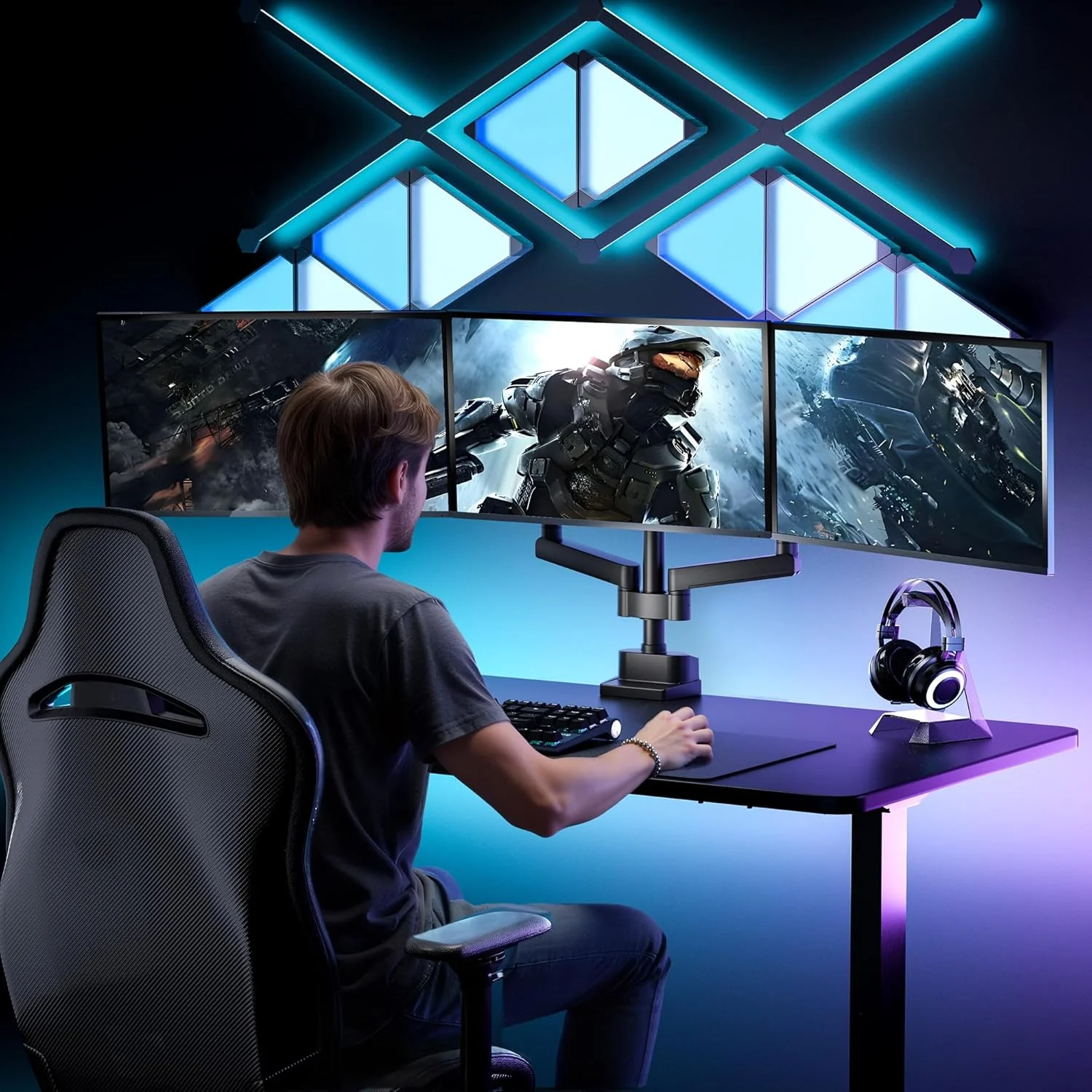 Triple Monitor Mount for Max 27“ Screens | MA1009PBK-T - Image 9
